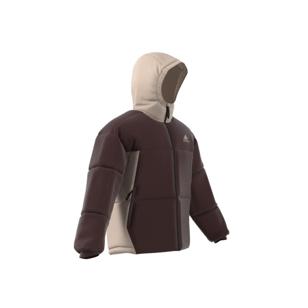 Bsc 3-Stripes Puffy Hooded Jacket, Brown, A901_ONE, large image number 13