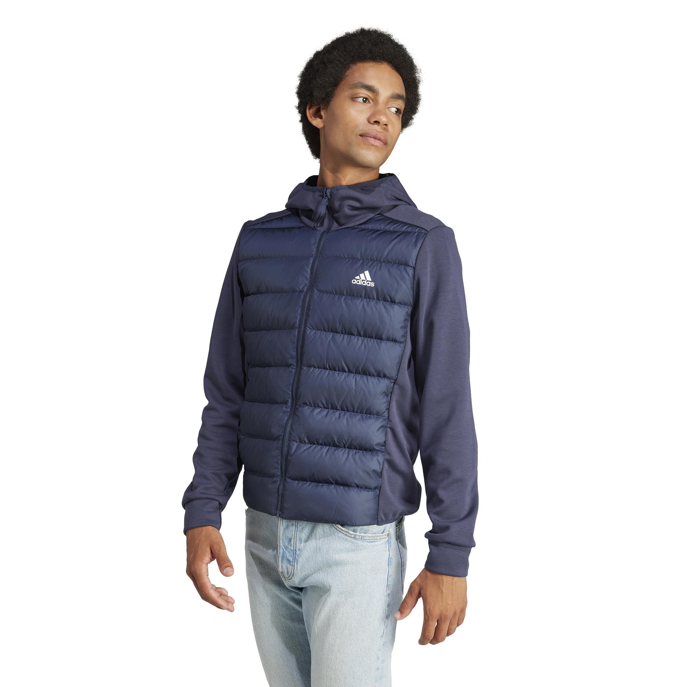 Essentials Hybrid Down Hooded Jacket, Blue, A901_ONE, large image number 6