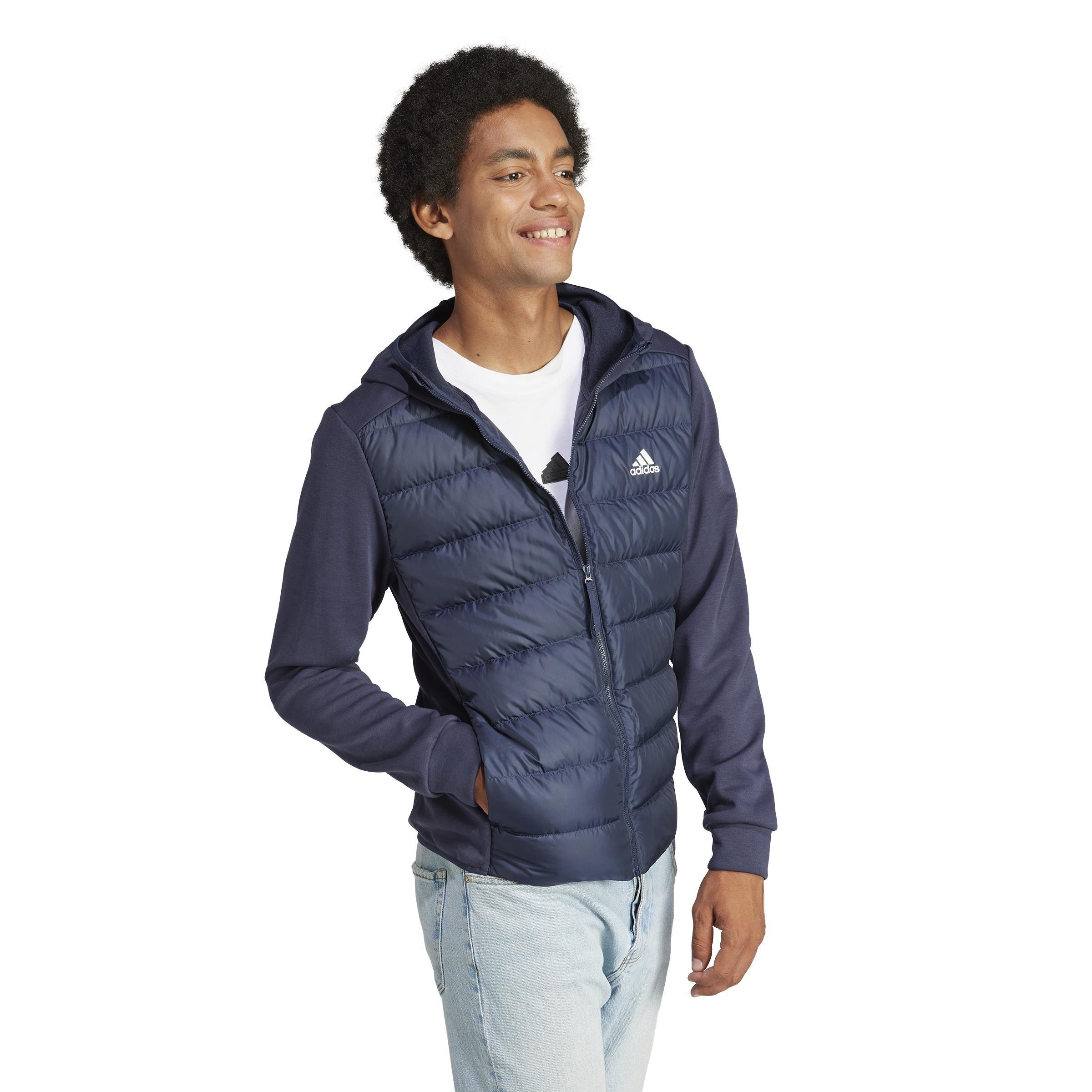 Essentials Hybrid Down Hooded Jacket, Blue, A901_ONE, large image number 7