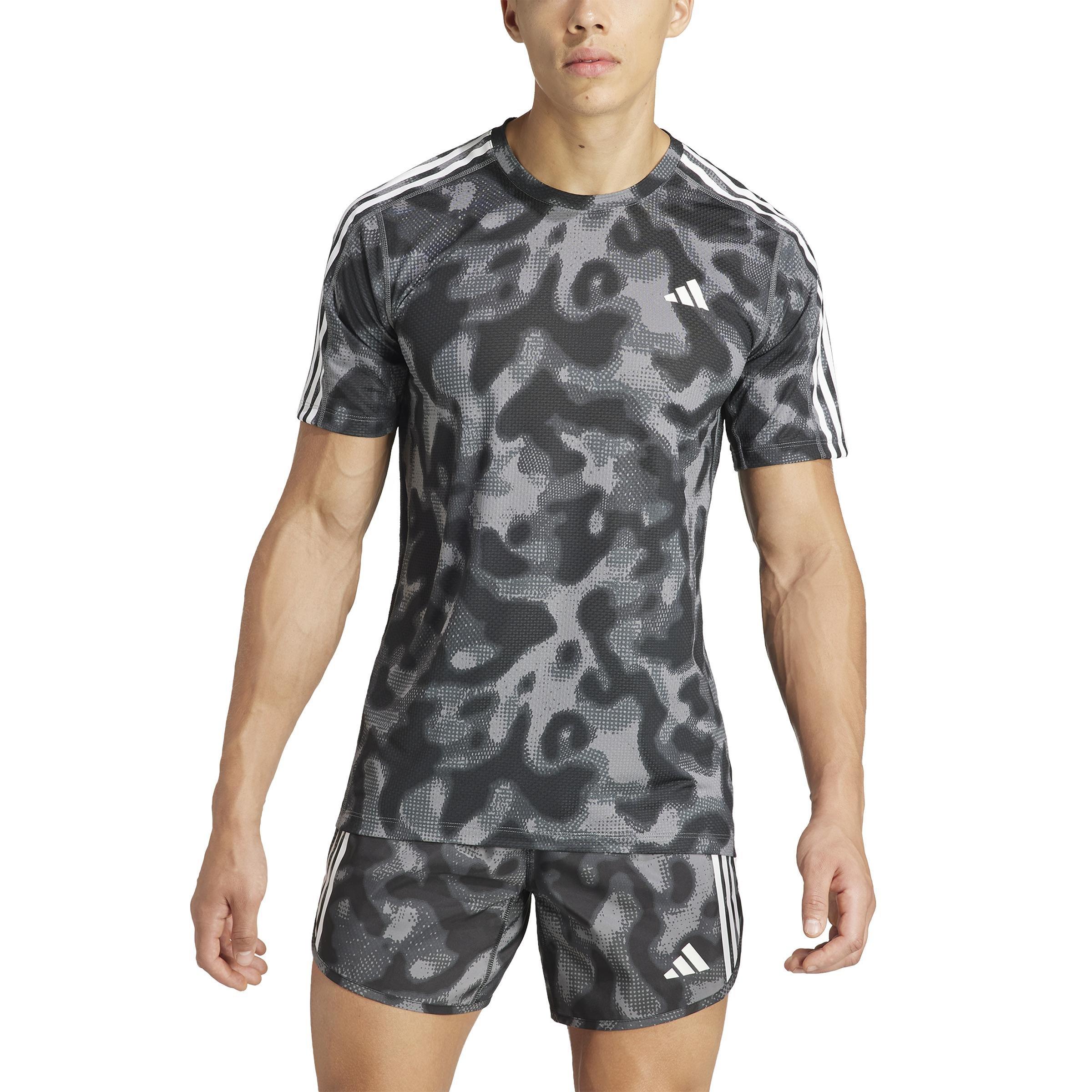 Own The Run 3-Stripes Allover Print T-Shirt, Grey, , large image number 1