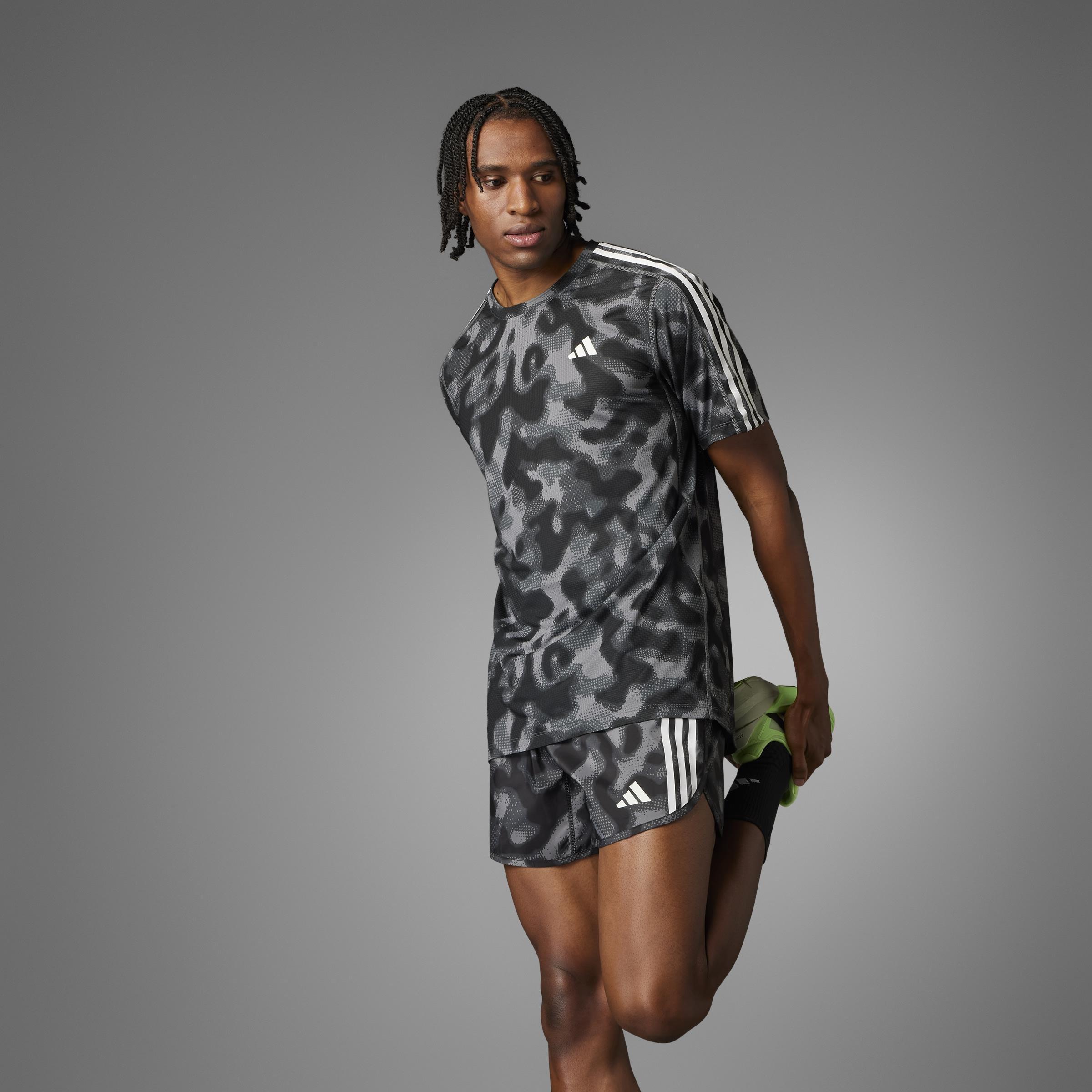 Own The Run 3-Stripes Allover Print T-Shirt, Grey, , large image number 10