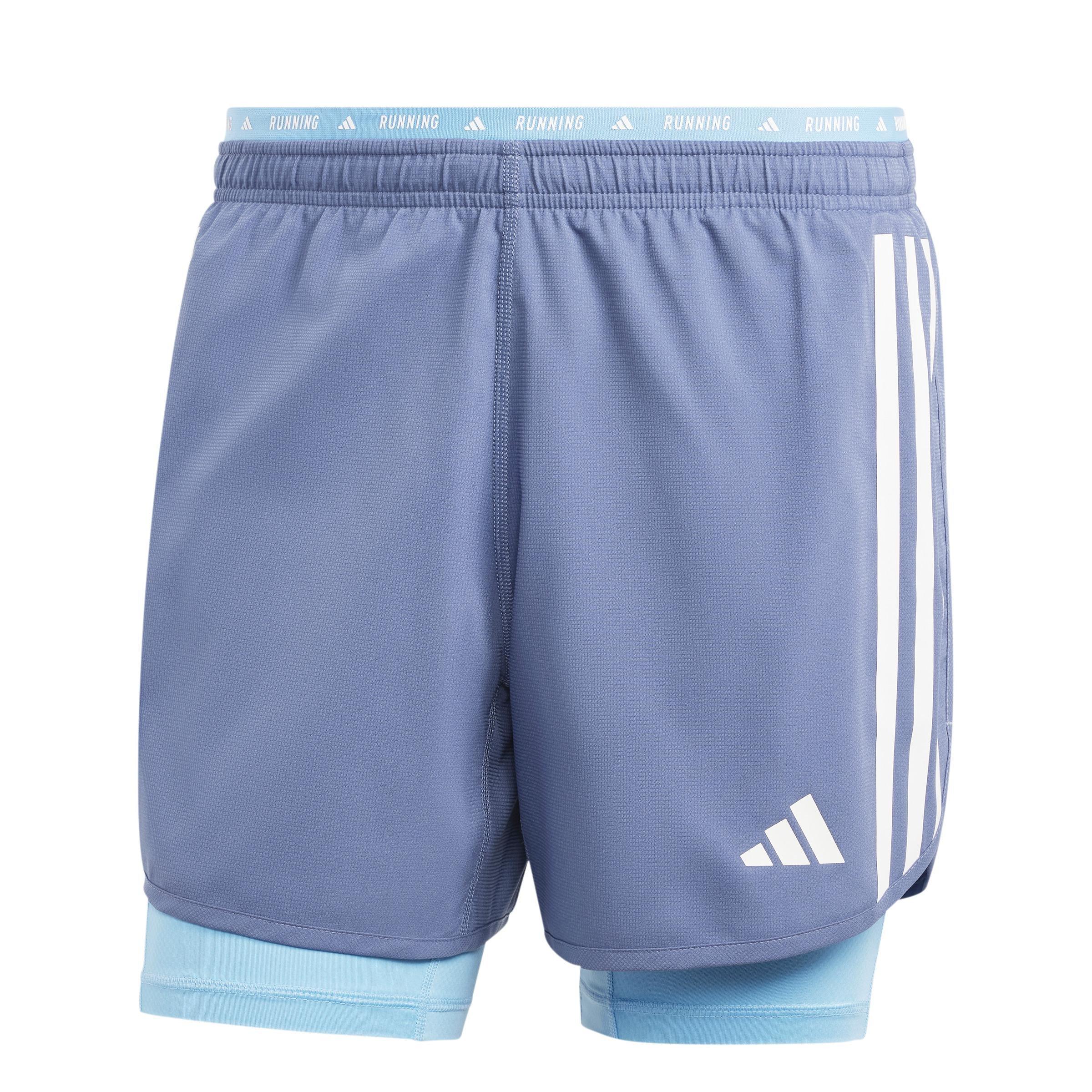 Own The Run 3-Stripes 2-In-1 Shorts, Blue, A901_ONE, large image number 0