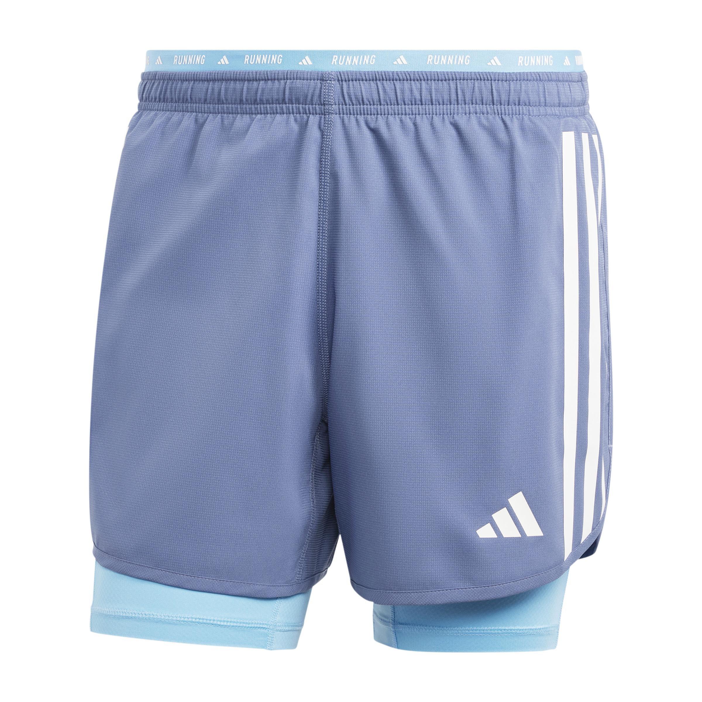 Own The Run 3-Stripes 2-In-1 Shorts, Blue, A901_ONE, large image number 1