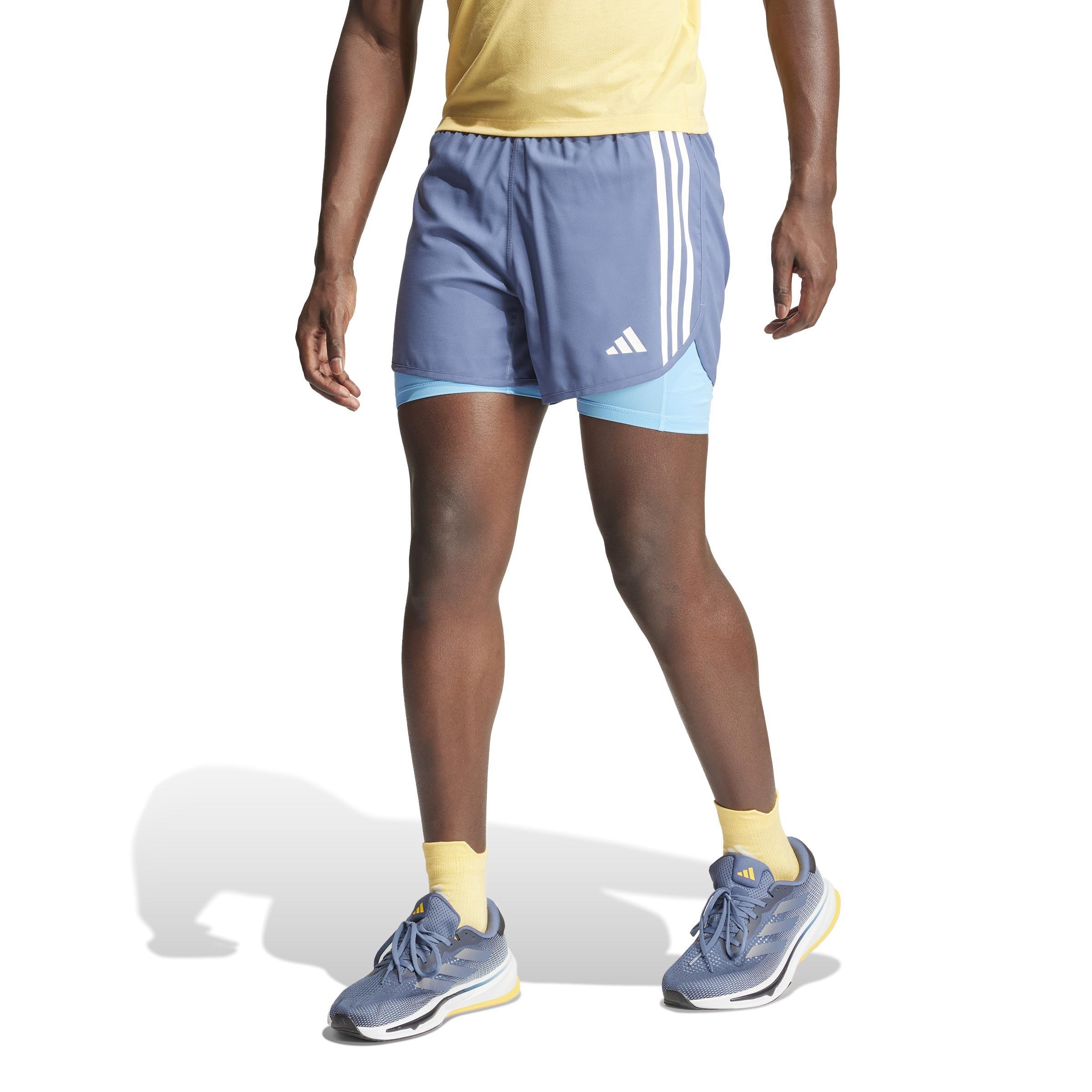 Own The Run 3-Stripes 2-In-1 Shorts, Blue, A901_ONE, large image number 7
