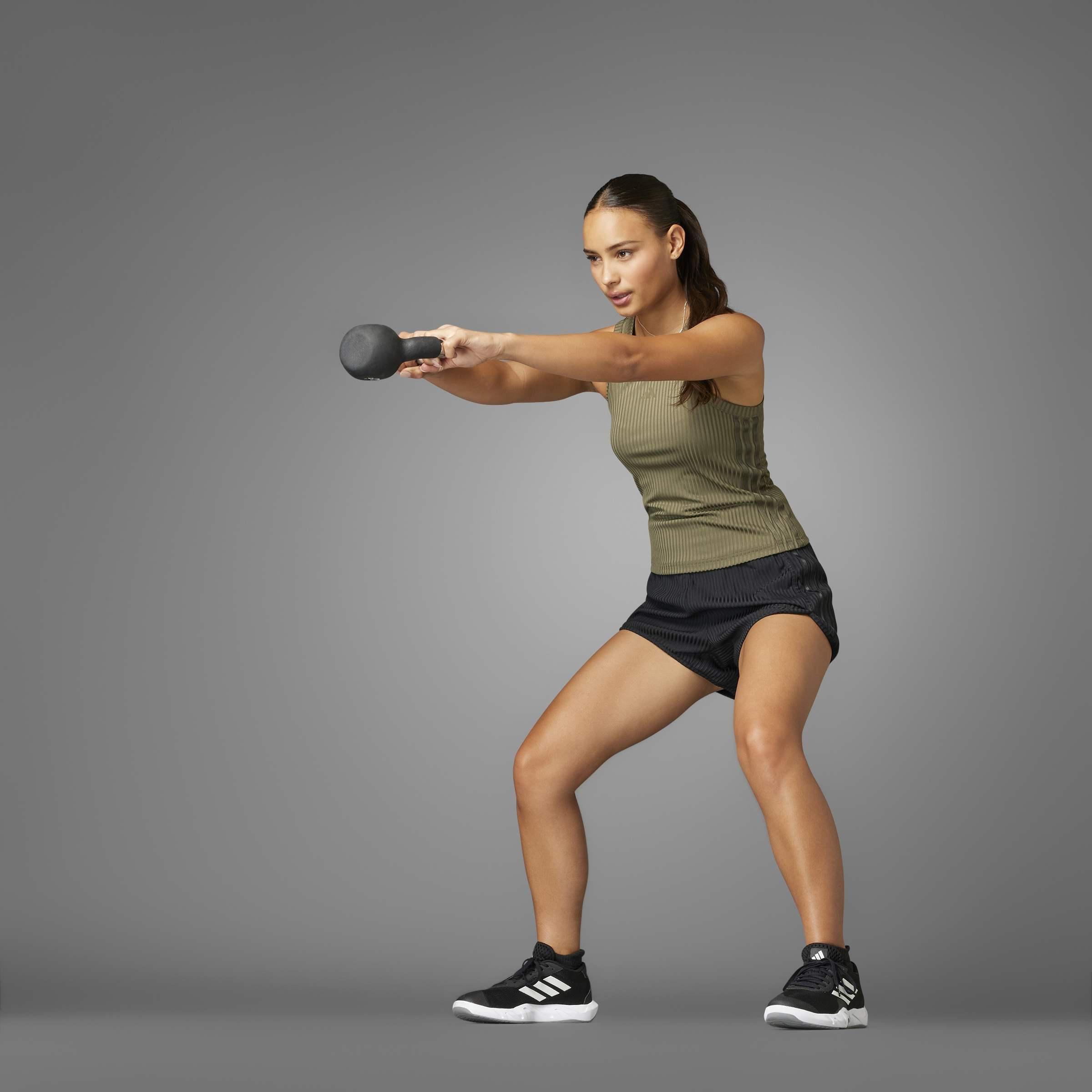 Pacer All Gym Seasonal Rib High-Rise Tonal 3-Stripes Shorts, Black, A901_ONE, large image number 5