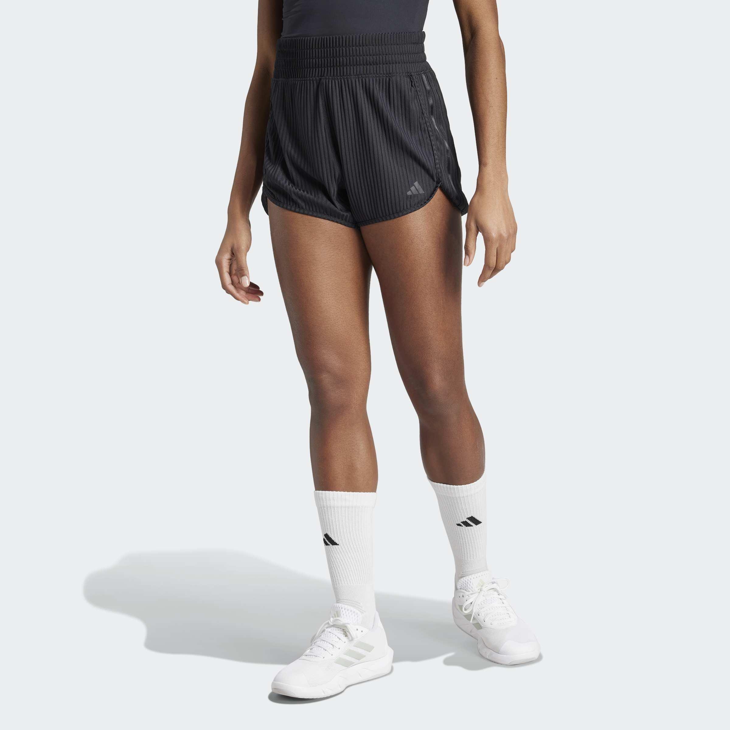Pacer All Gym Seasonal Rib High-Rise Tonal 3-Stripes Shorts, Black, A901_ONE, large image number 10