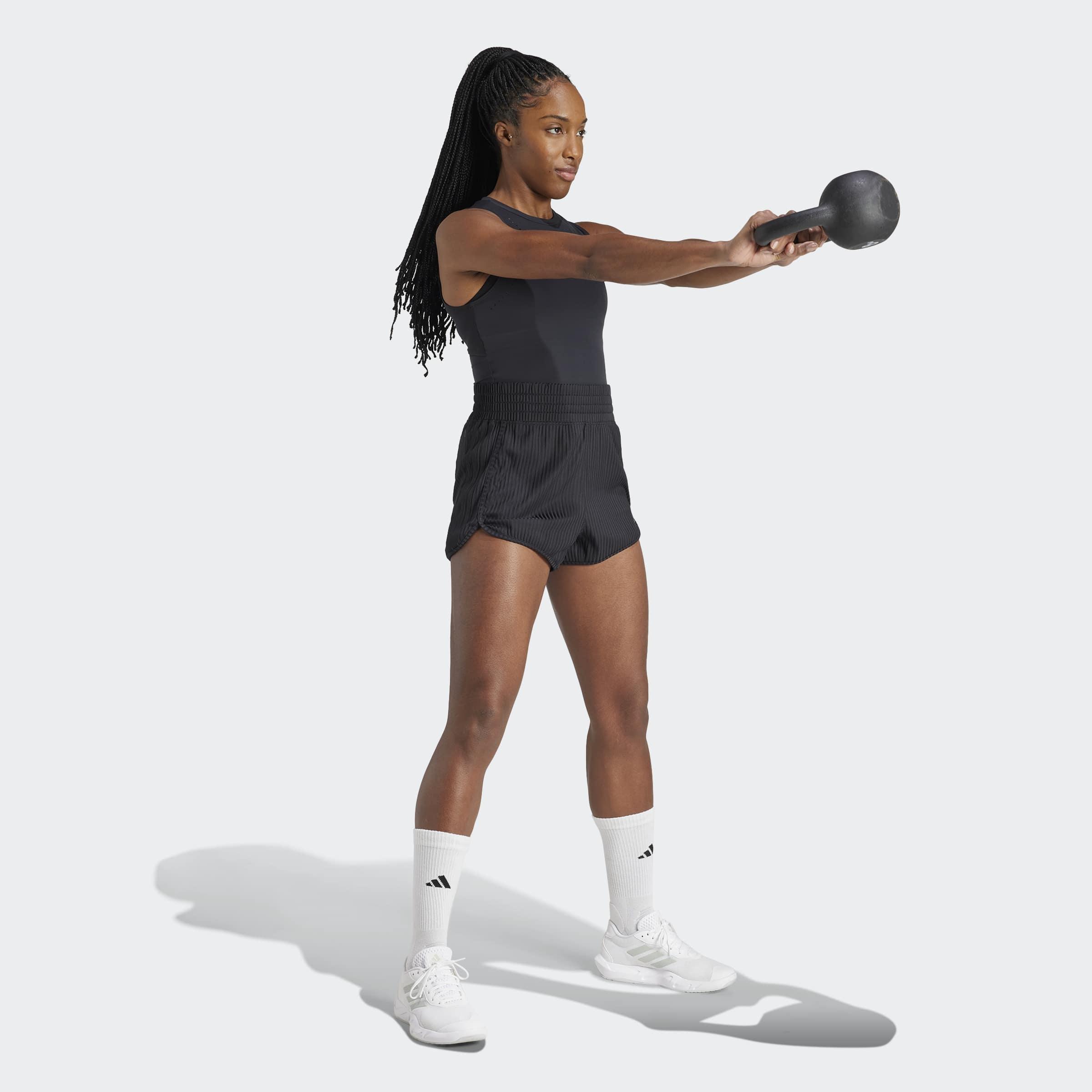 Pacer All Gym Seasonal Rib High-Rise Tonal 3-Stripes Shorts, Black, A901_ONE, large image number 11