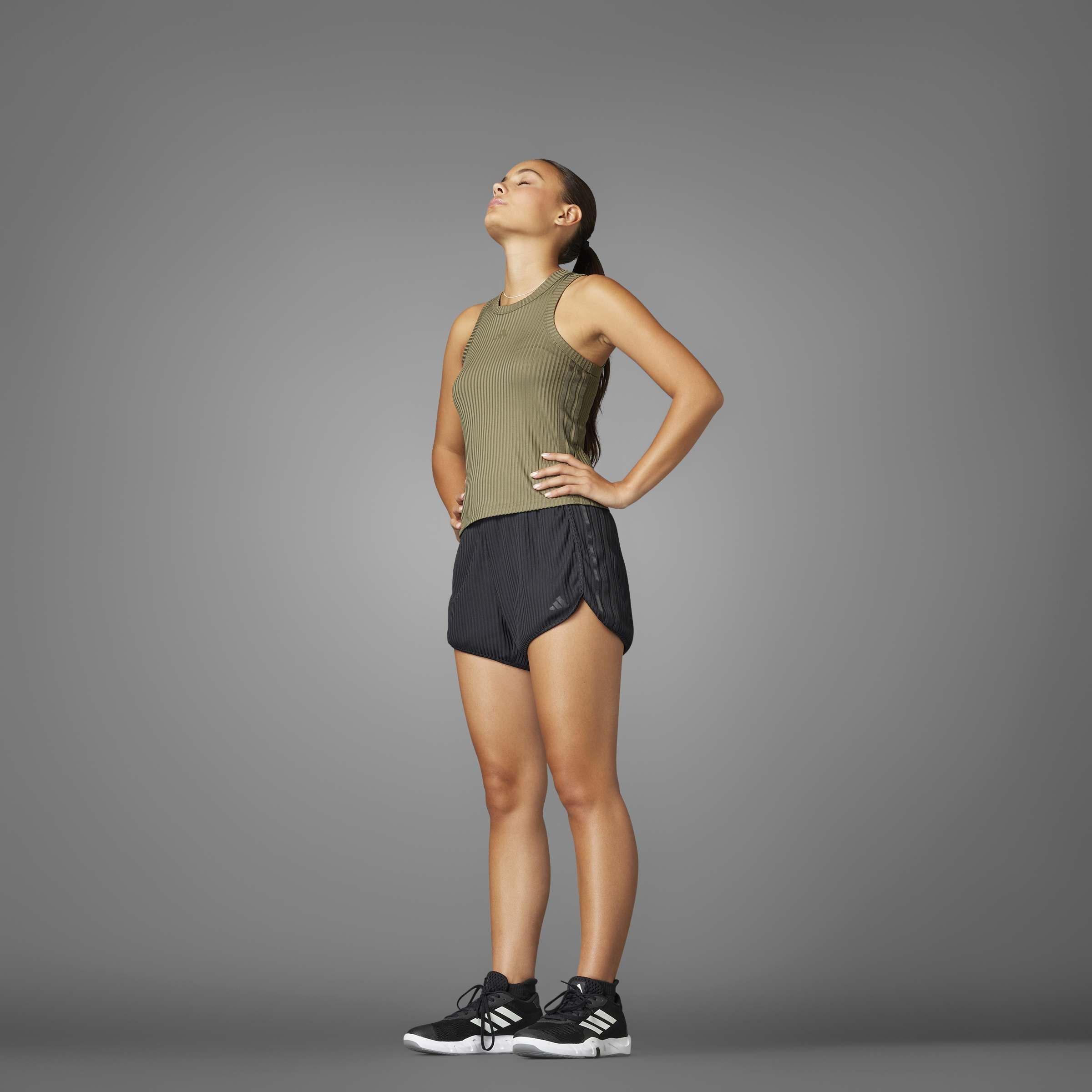 Pacer All Gym Seasonal Rib High-Rise Tonal 3-Stripes Shorts, Black, A901_ONE, large image number 12