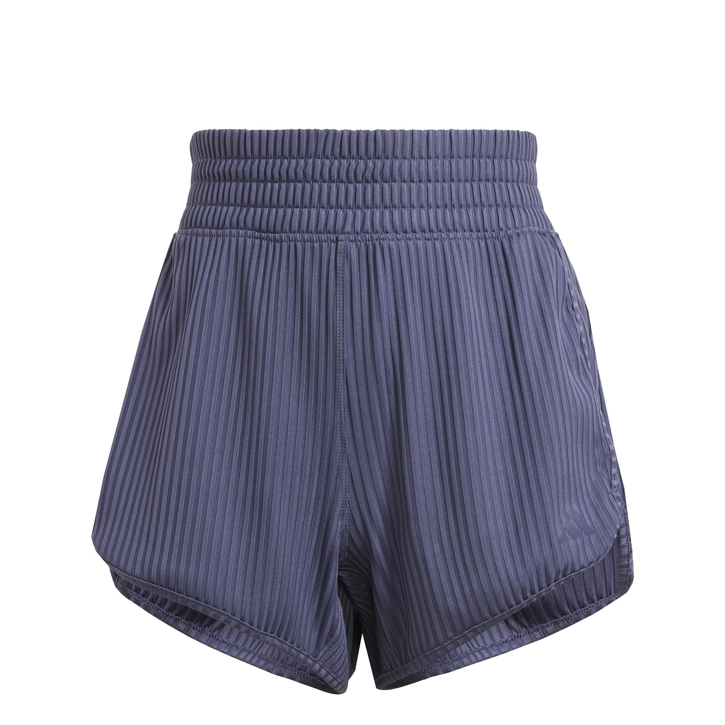 Pacer All Gym Seasonal Rib High-Rise Tonal 3-Stripes Shorts, Blue, A901_ONE, large image number 1