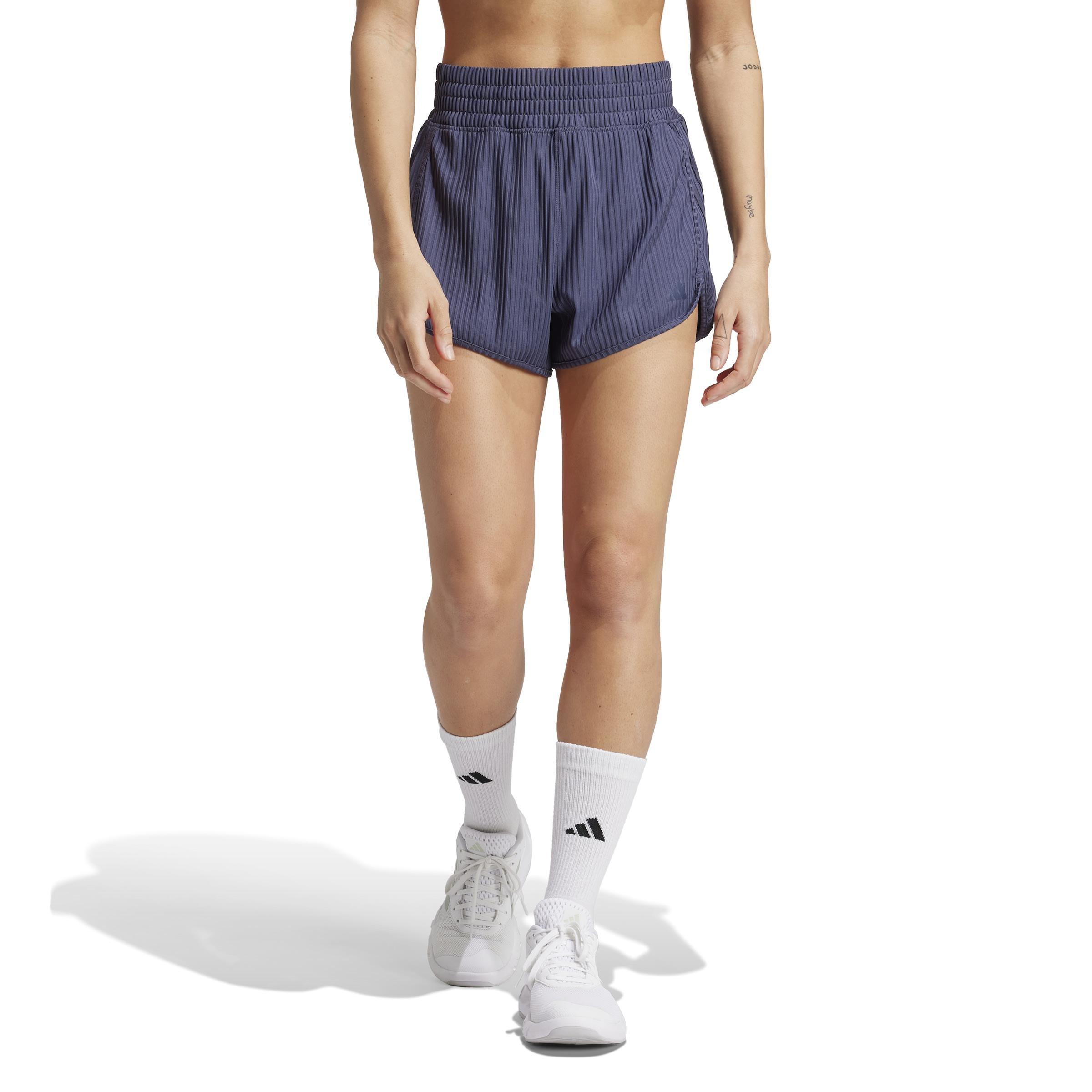 Pacer All Gym Seasonal Rib High-Rise Tonal 3-Stripes Shorts, Blue, A901_ONE, large image number 10
