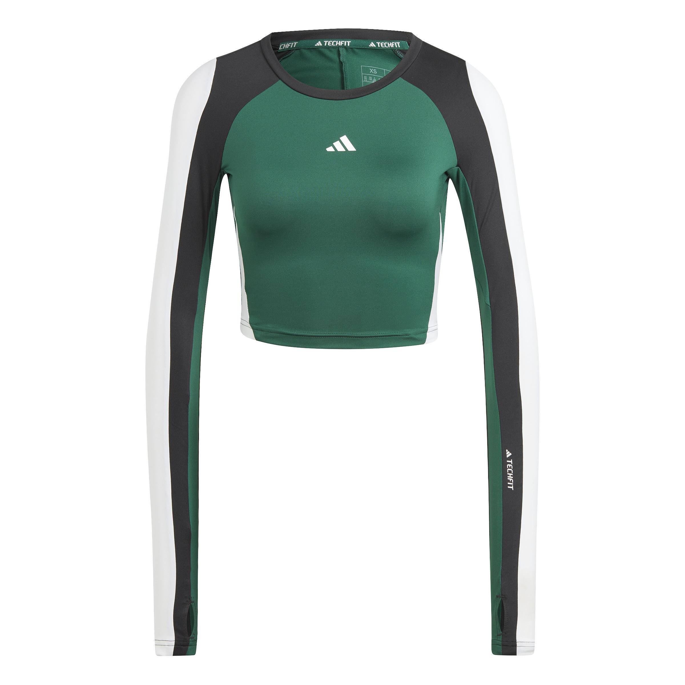 Techfit Aeroready Long-Sleeve Top, Black, A901_ONE, large image number 2