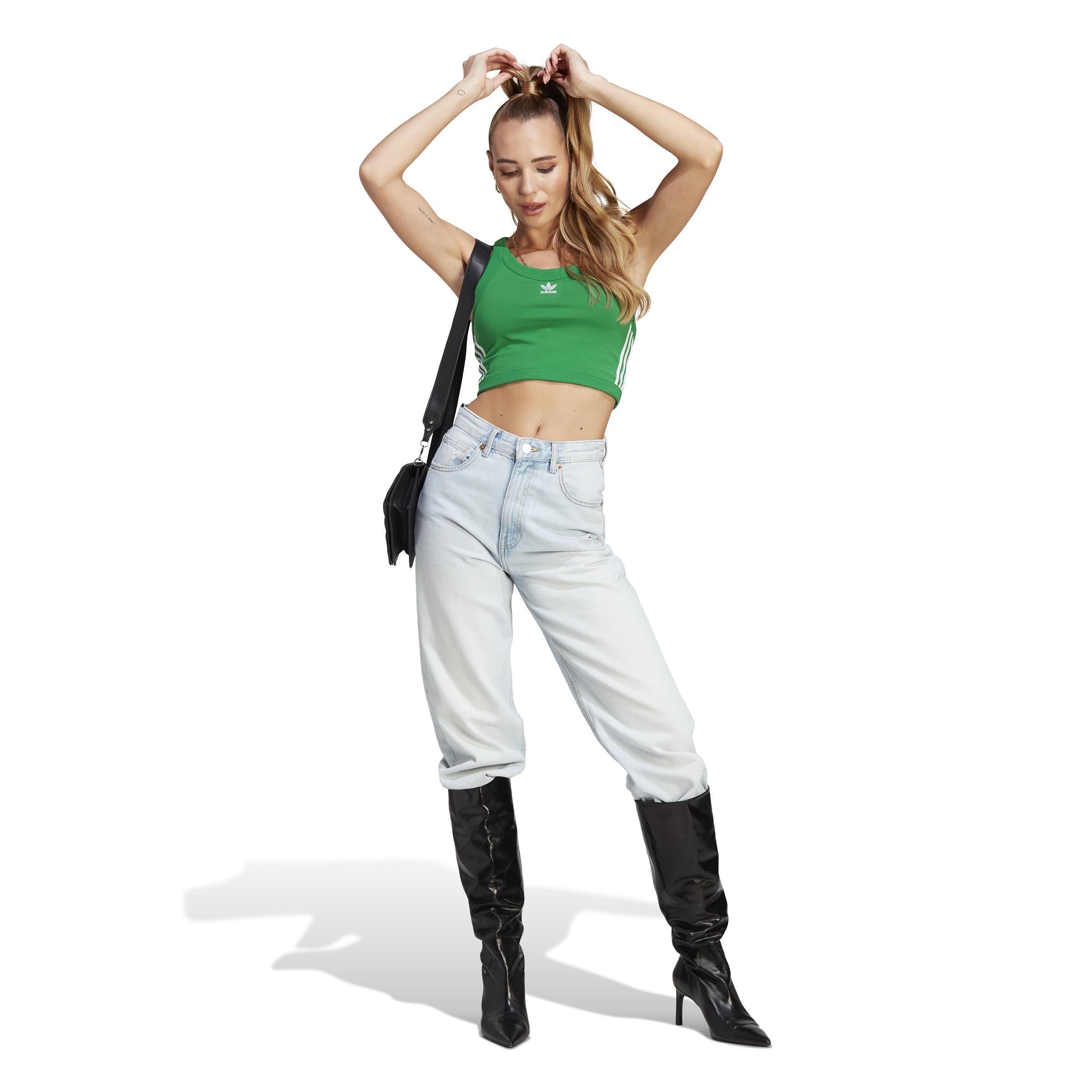 Adicolor Classics 3-Stripes Short Tank Top, Green, A901_ONE, large image number 9