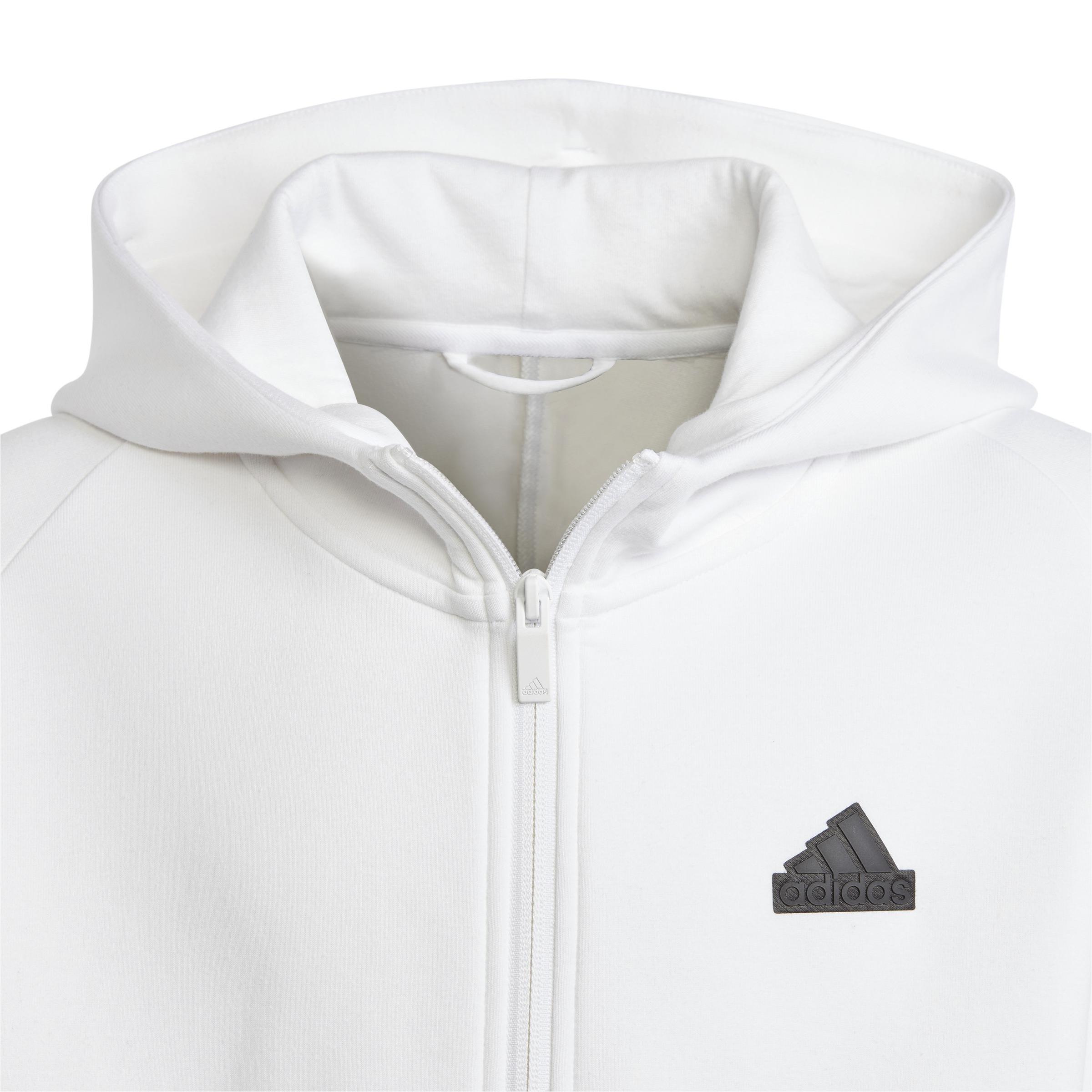 Unisex Kids adidas Z.N.E. Full-Zip Hoodie, White, A901_ONE, large image number 3