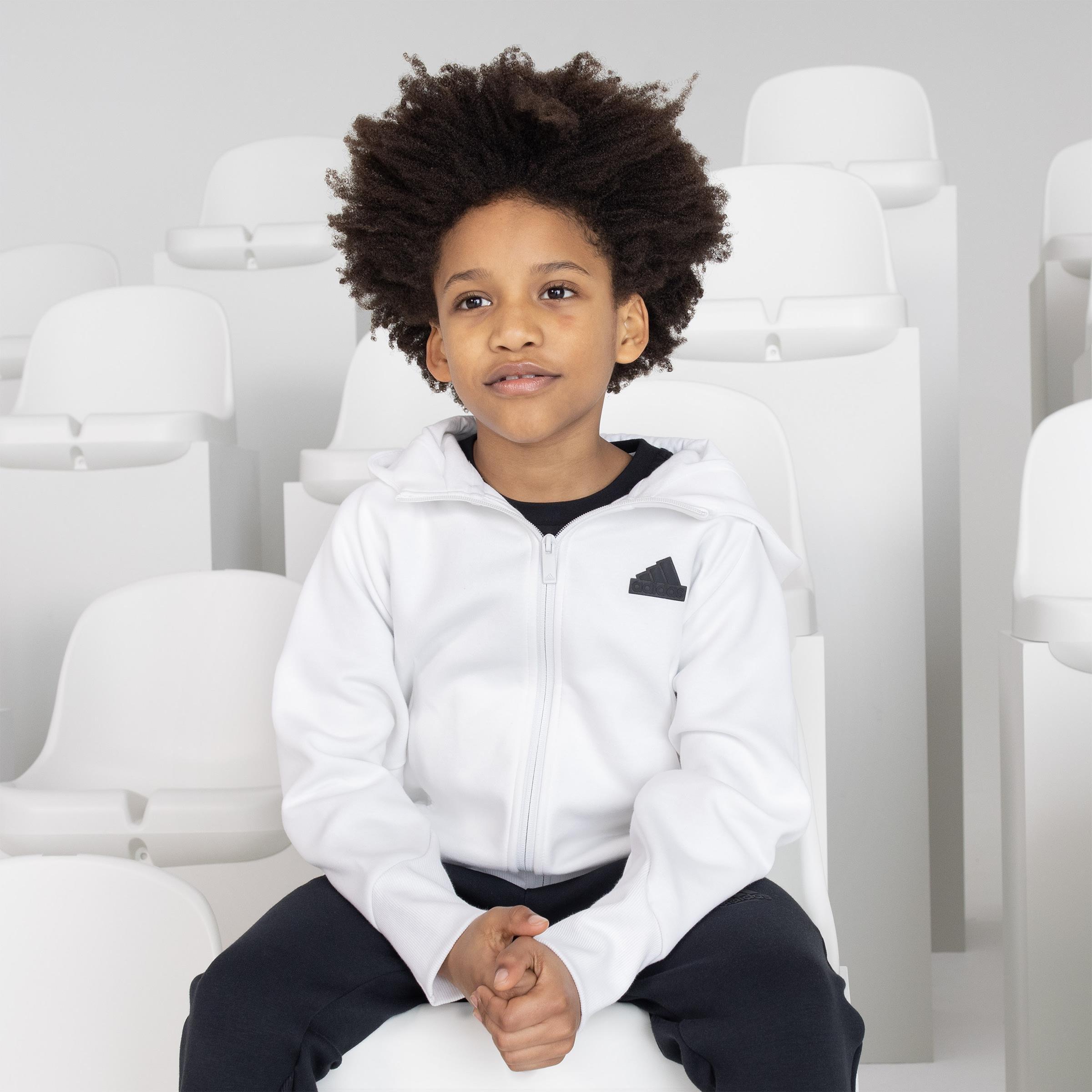 Unisex Kids adidas Z.N.E. Full-Zip Hoodie, White, A901_ONE, large image number 9