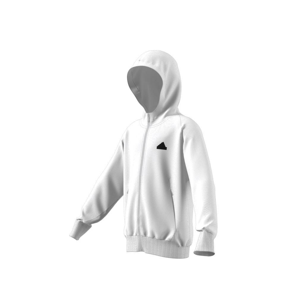 Unisex Kids adidas Z.N.E. Full-Zip Hoodie, White, A901_ONE, large image number 12