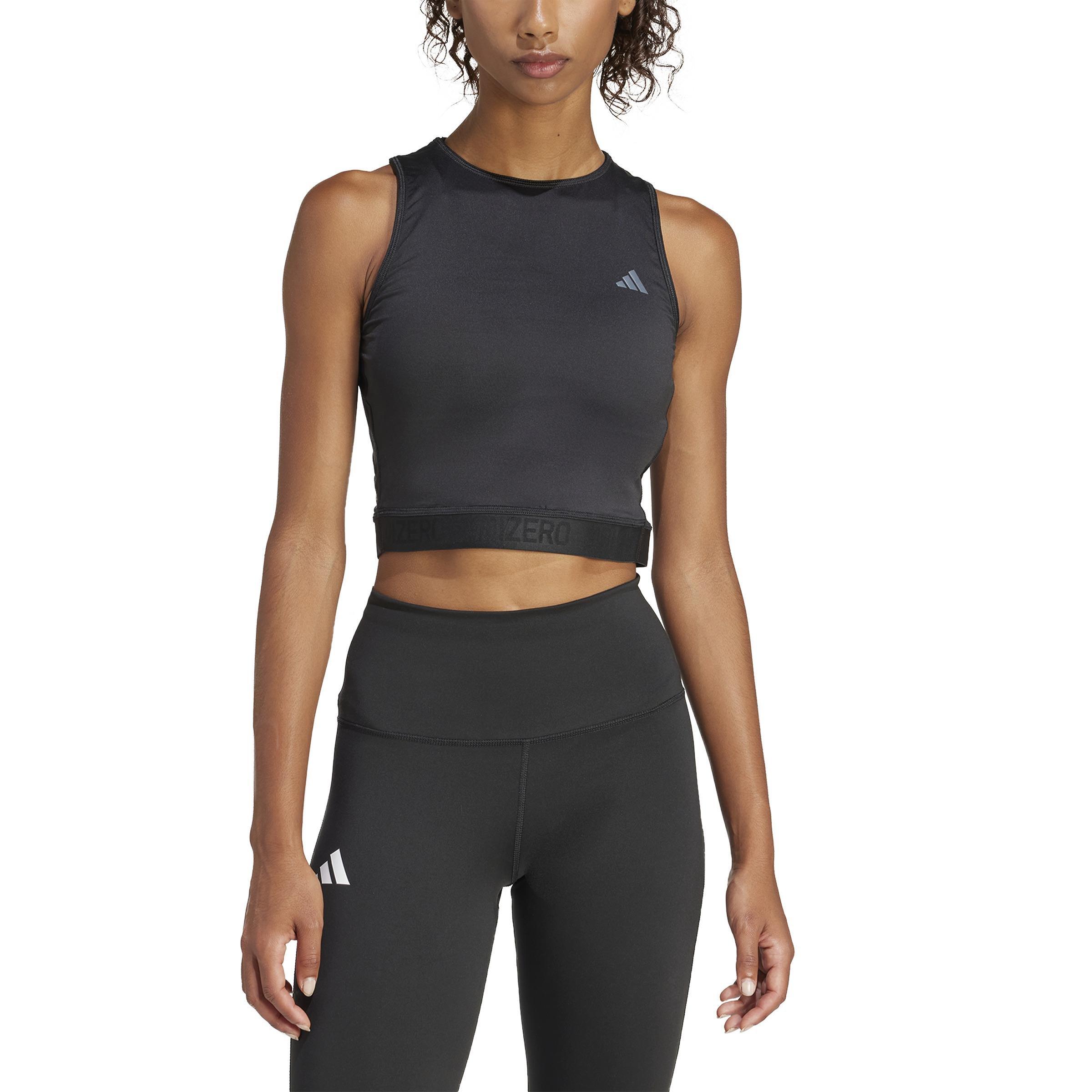 Adizero Running Crop Tank Top, Black, A901_ONE, large image number 0