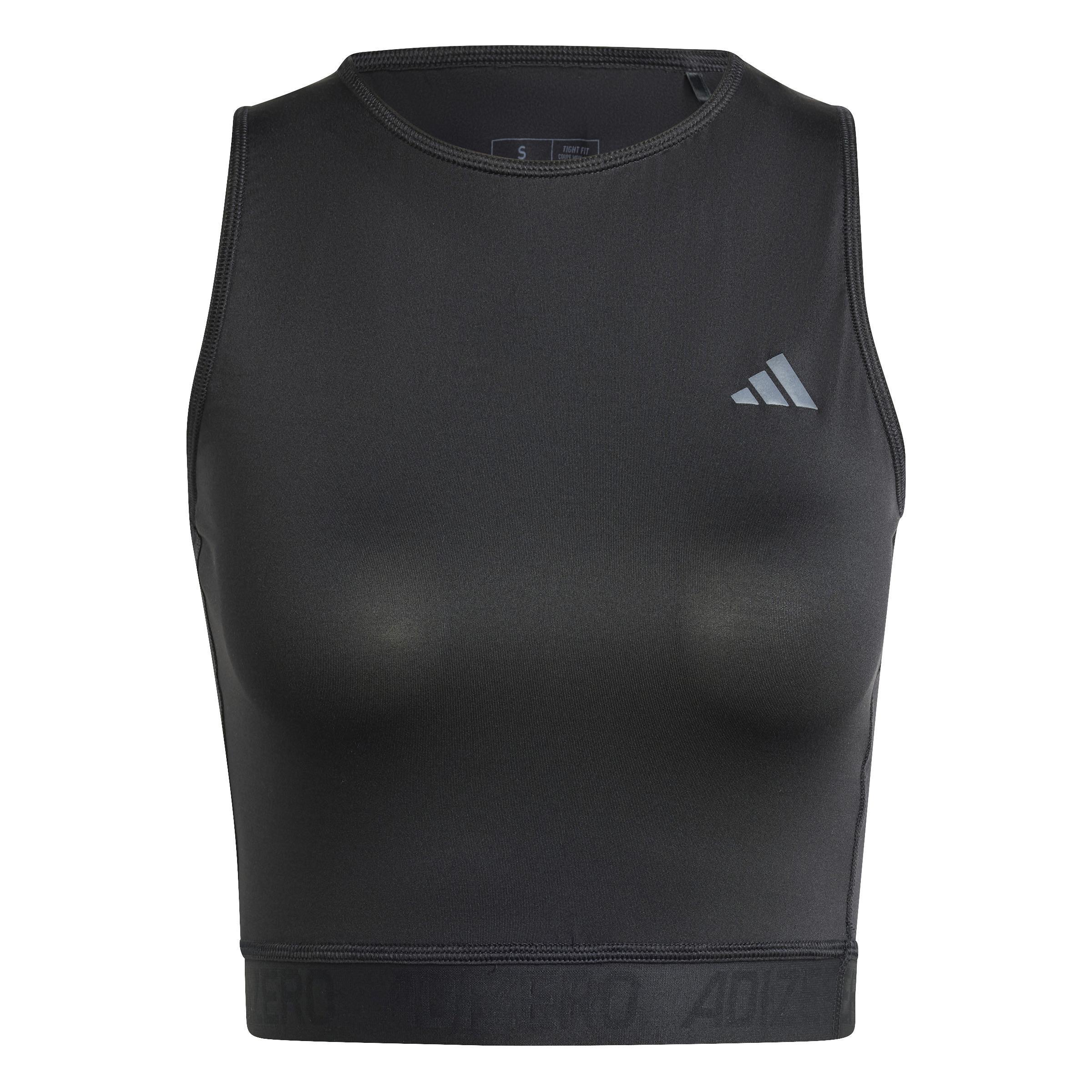 Adizero Running Crop Tank Top, Black, A901_ONE, large image number 2