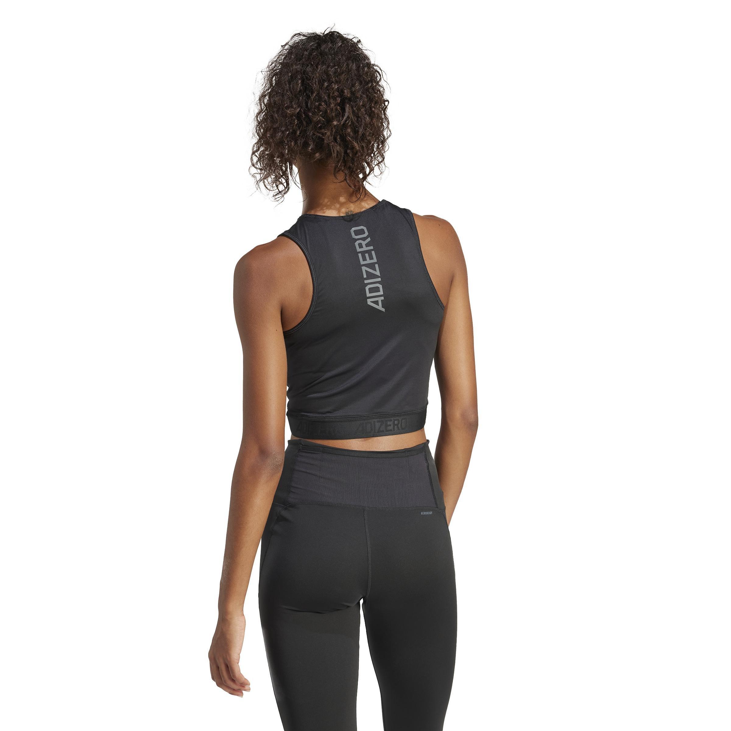 Adizero Running Crop Tank Top, Black, A901_ONE, large image number 3