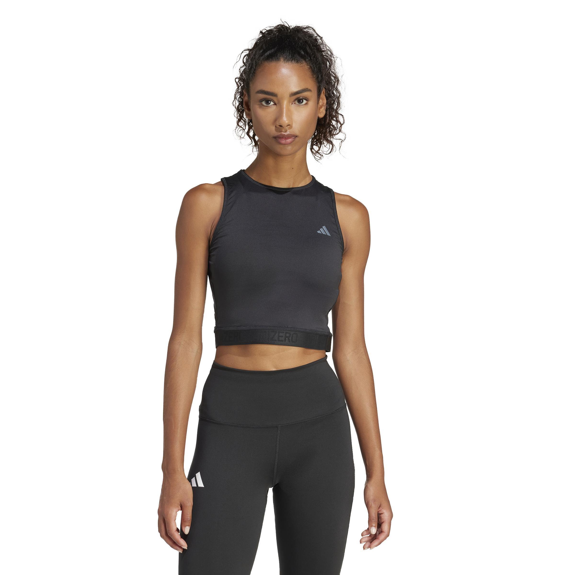 Adizero Running Crop Tank Top, Black, A901_ONE, large image number 9