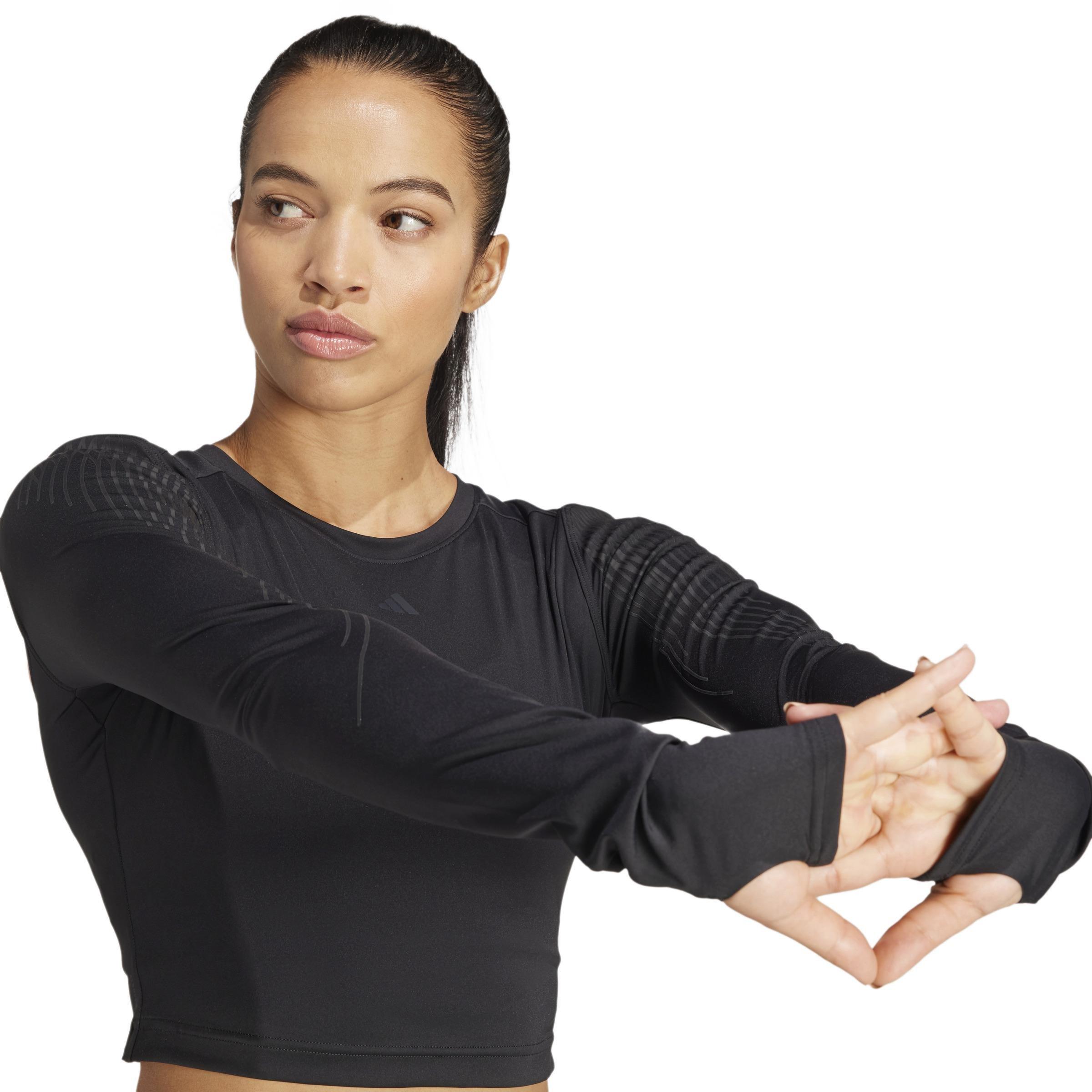 Pro Series Training Long Sleeve Crop Top, Black, A901_ONE, large image number 5