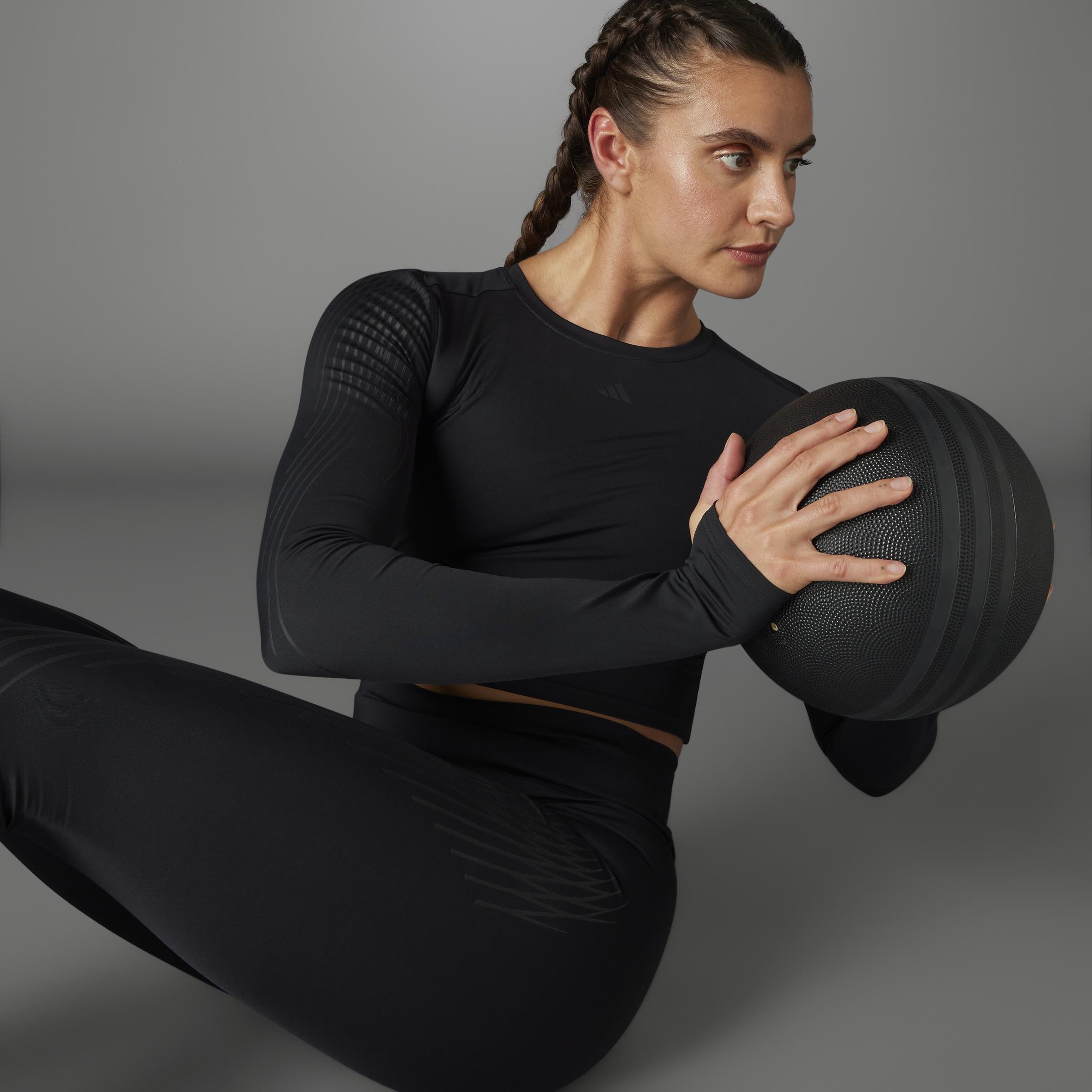 Pro Series Training Long Sleeve Crop Top, Black, A901_ONE, large image number 6