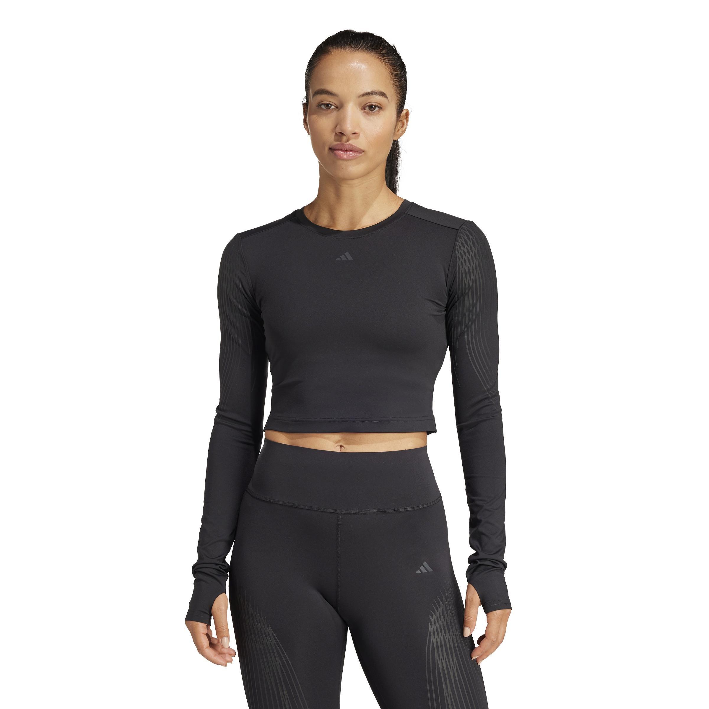 Pro Series Training Long Sleeve Crop Top, Black, A901_ONE, large image number 8