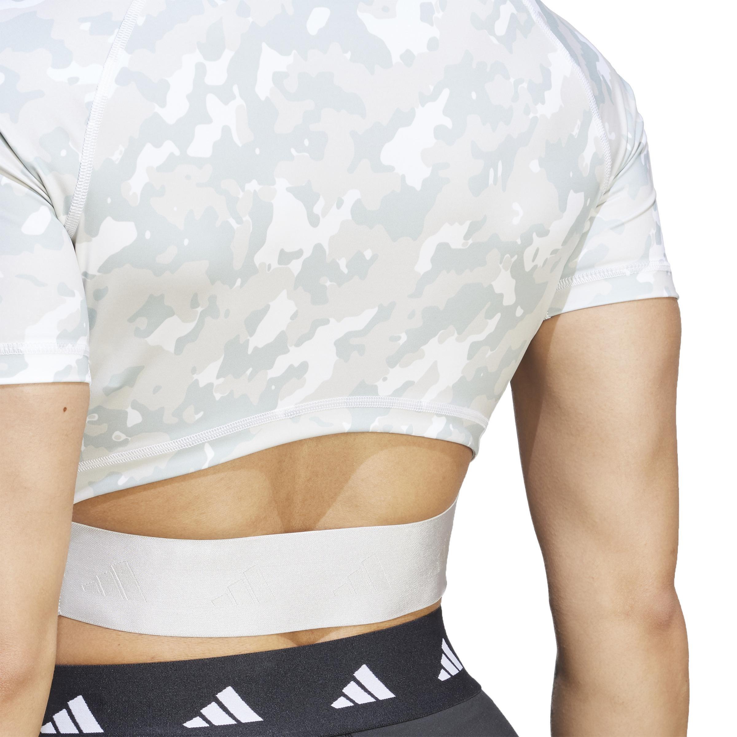 Techfit Camo Print Crop Training T-Shirt, Grey, A901_ONE, large image number 5