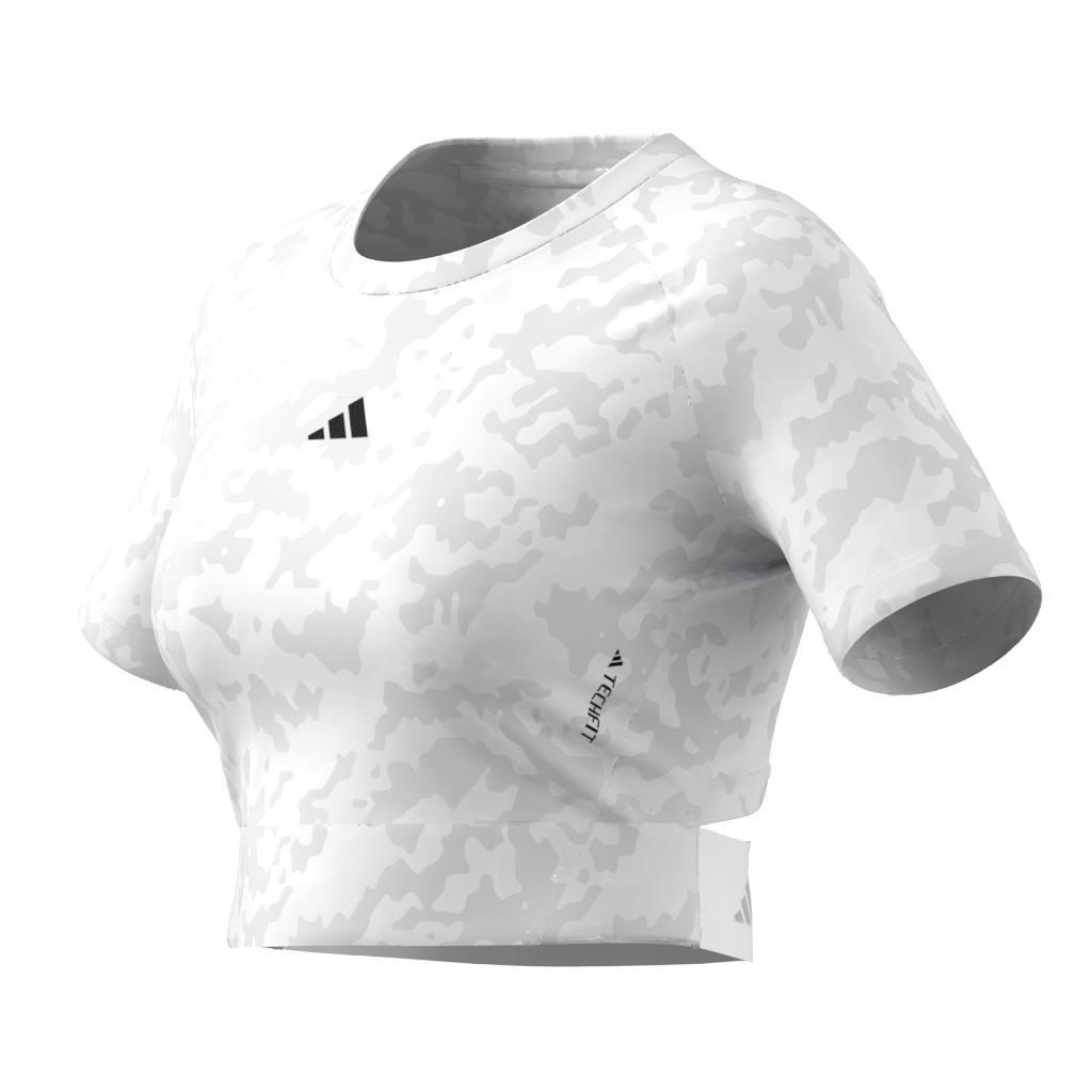 Techfit Camo Print Crop Training T-Shirt, Grey, , large image number 6