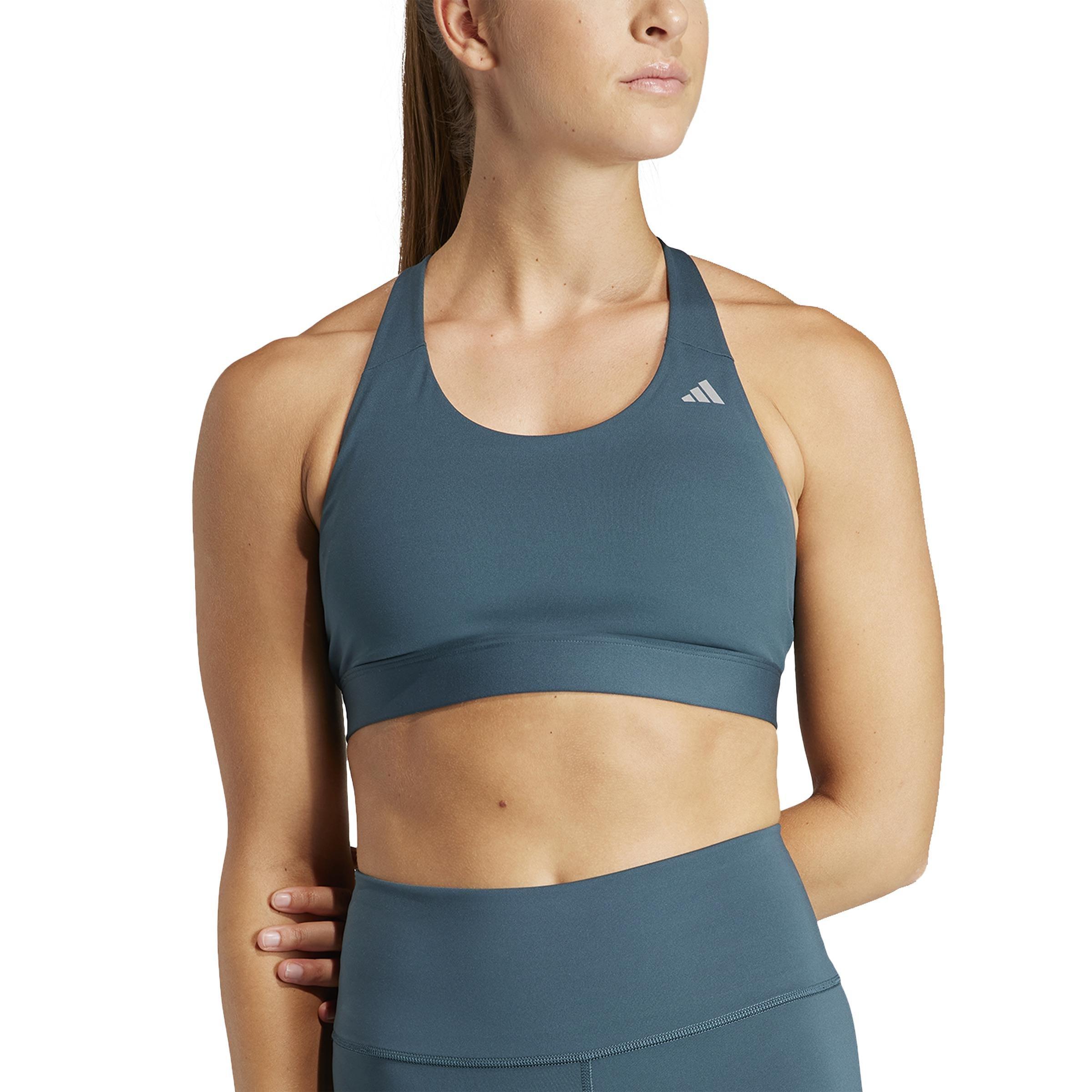 Ultimateadidas Run Medium-Support Bra, Turquoise, A901_ONE, large image number 2