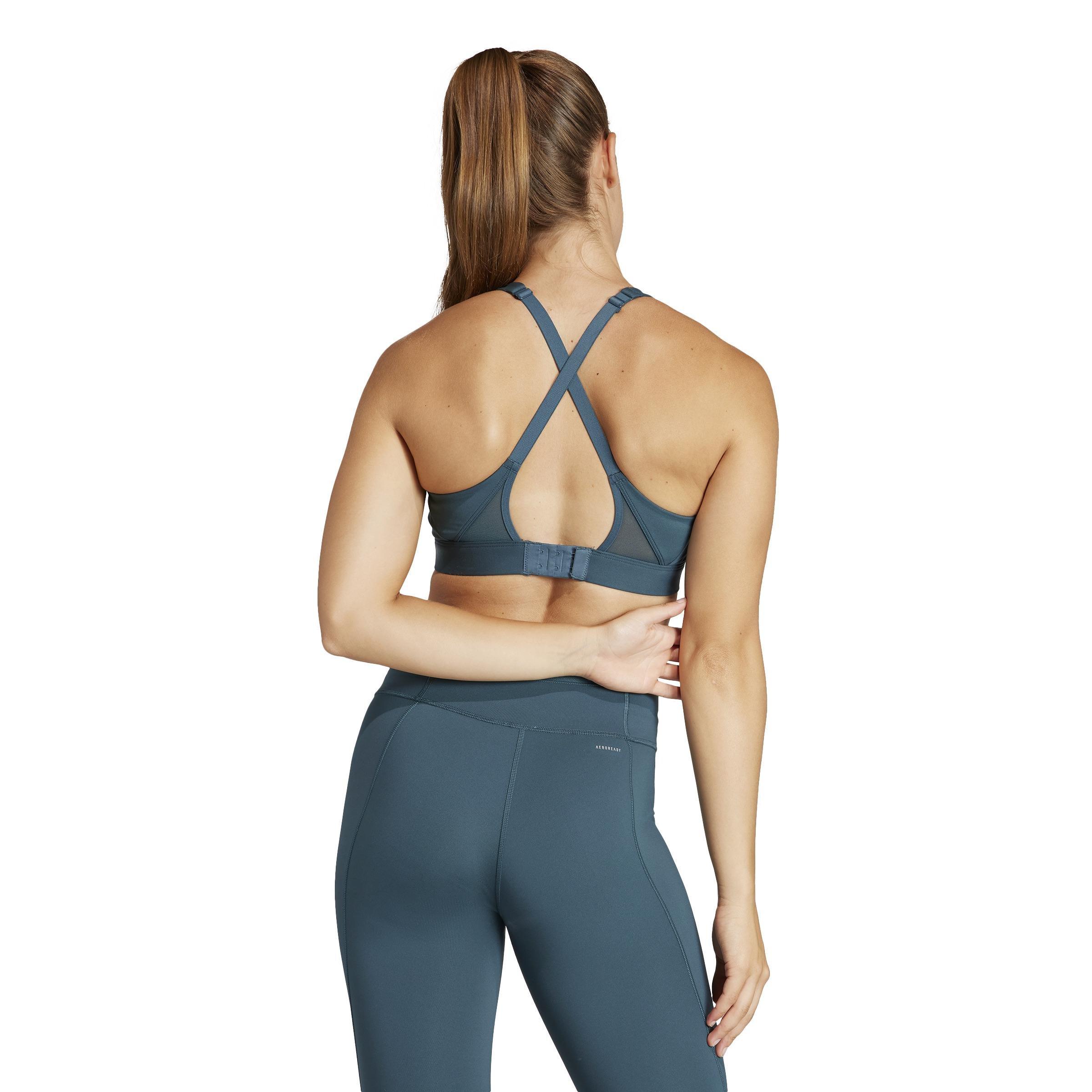 Ultimateadidas Run Medium-Support Bra, Turquoise, A901_ONE, large image number 4