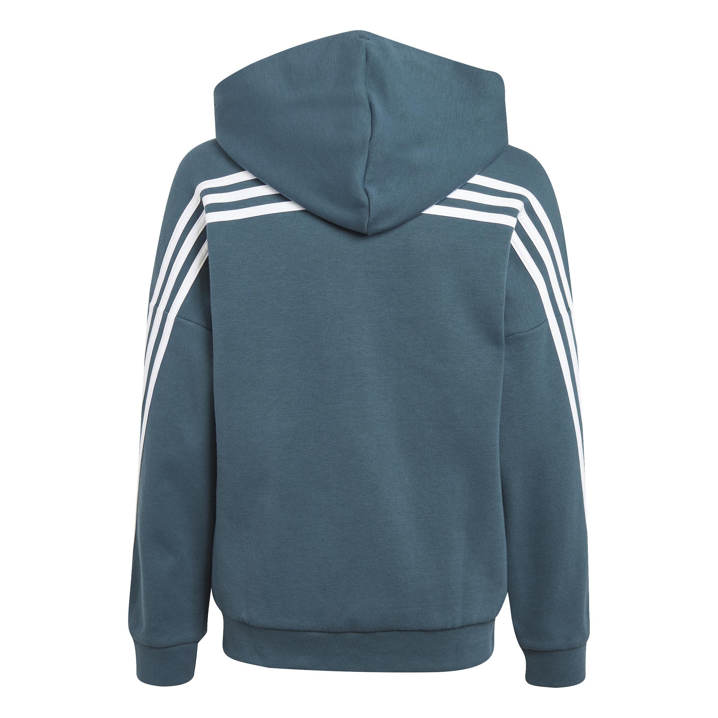 Unisex Kids Future Icons 3-Stripes Full-Zip Hooded Track Top, Turquoise, A901_ONE, large image number 2
