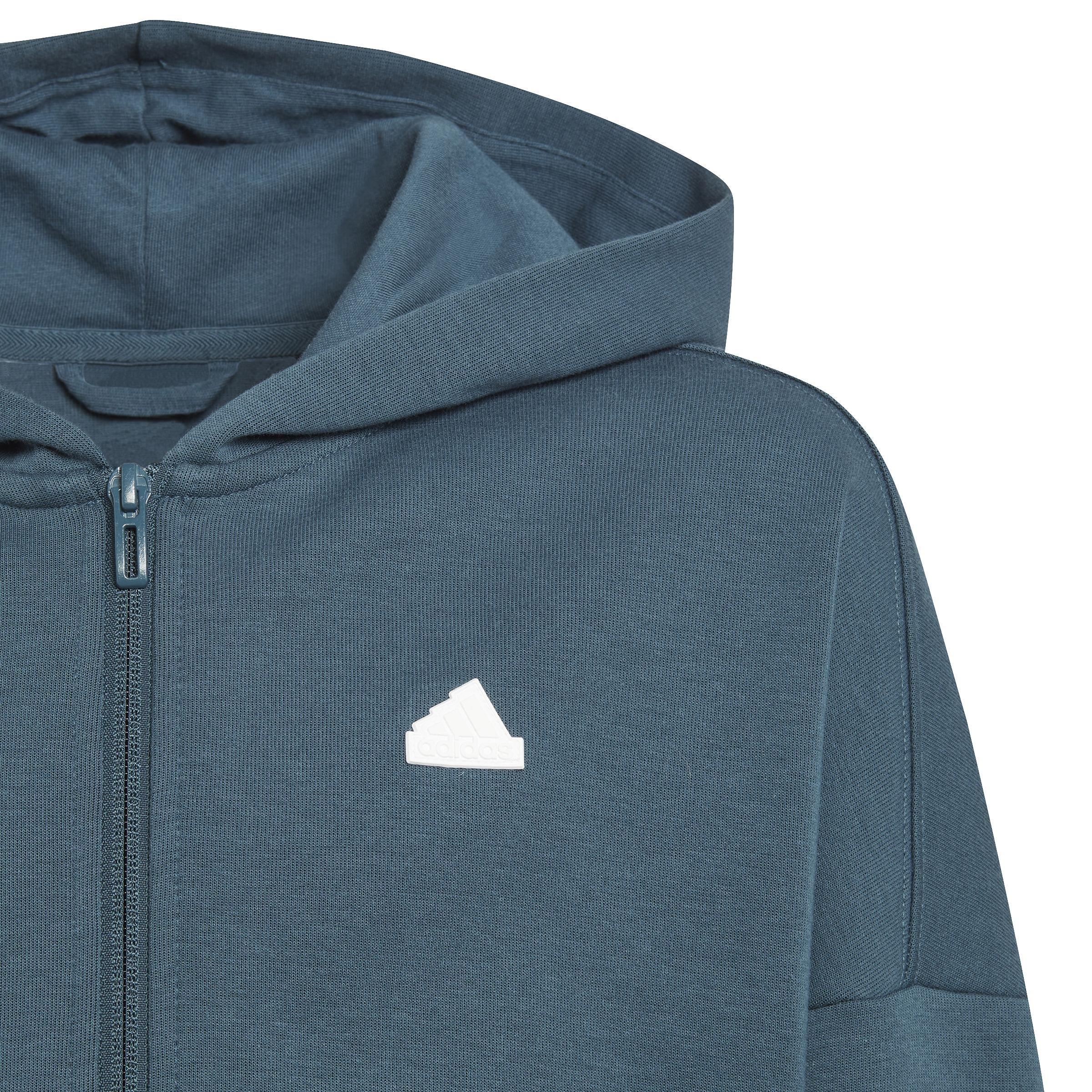 Unisex Kids Future Icons 3-Stripes Full-Zip Hooded Track Top, Turquoise, A901_ONE, large image number 5