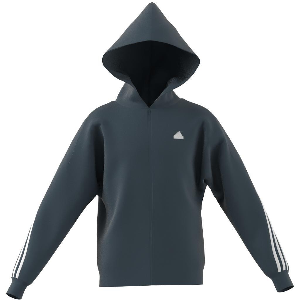 Unisex Kids Future Icons 3-Stripes Full-Zip Hooded Track Top, Turquoise, A901_ONE, large image number 8