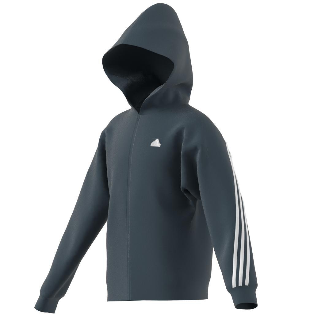 Unisex Kids Future Icons 3-Stripes Full-Zip Hooded Track Top, Turquoise, A901_ONE, large image number 10