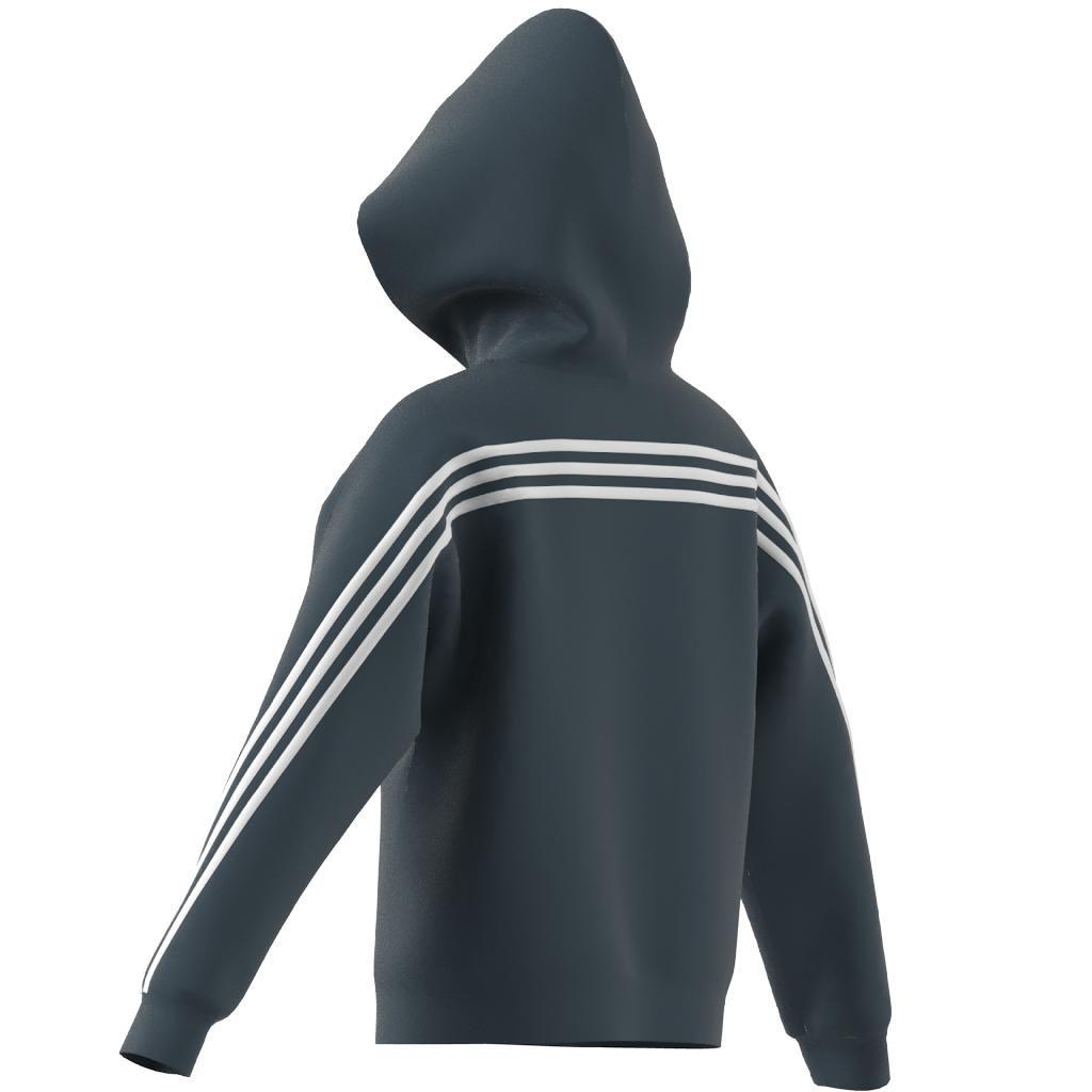 Unisex Kids Future Icons 3-Stripes Full-Zip Hooded Track Top, Turquoise, A901_ONE, large image number 12
