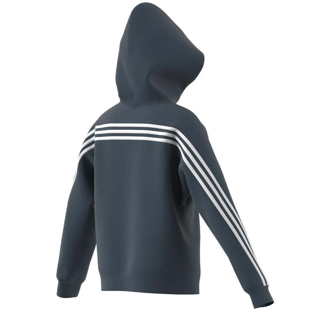 Unisex Kids Future Icons 3-Stripes Full-Zip Hooded Track Top, Turquoise, A901_ONE, large image number 13