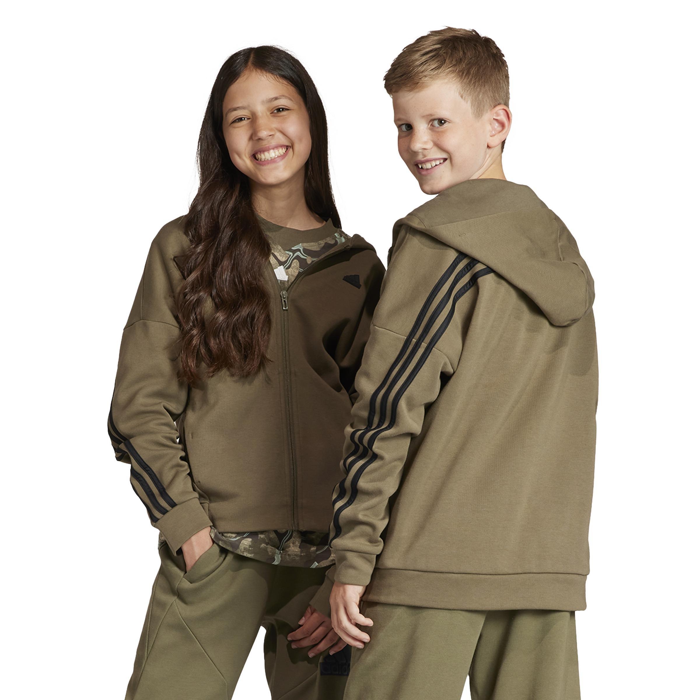 Unisex Kids Future Icons 3-Stripes Full-Zip Hooded Track Top, Green, , large image number 3