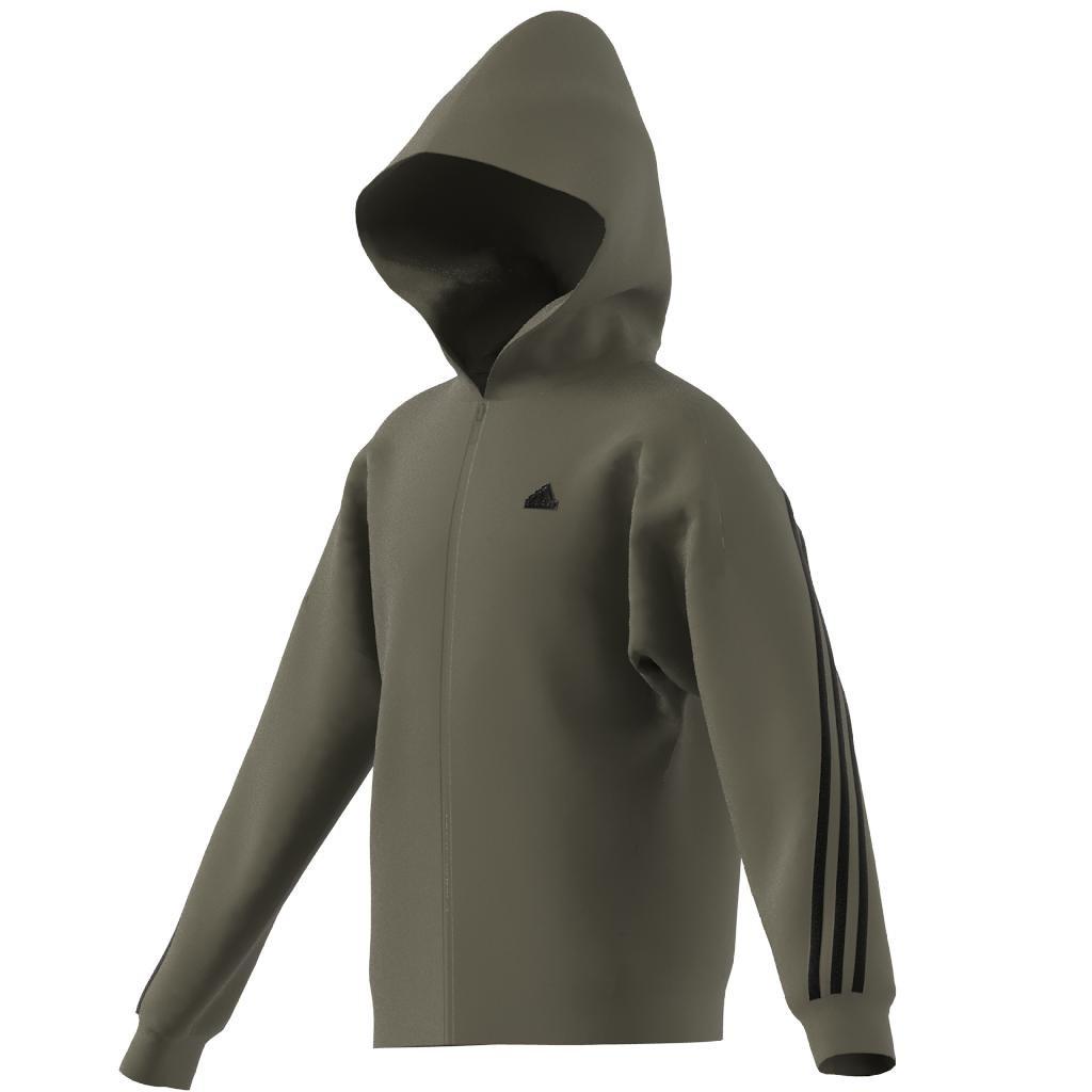 Unisex Kids Future Icons 3-Stripes Full-Zip Hooded Track Top, Green, , large image number 7