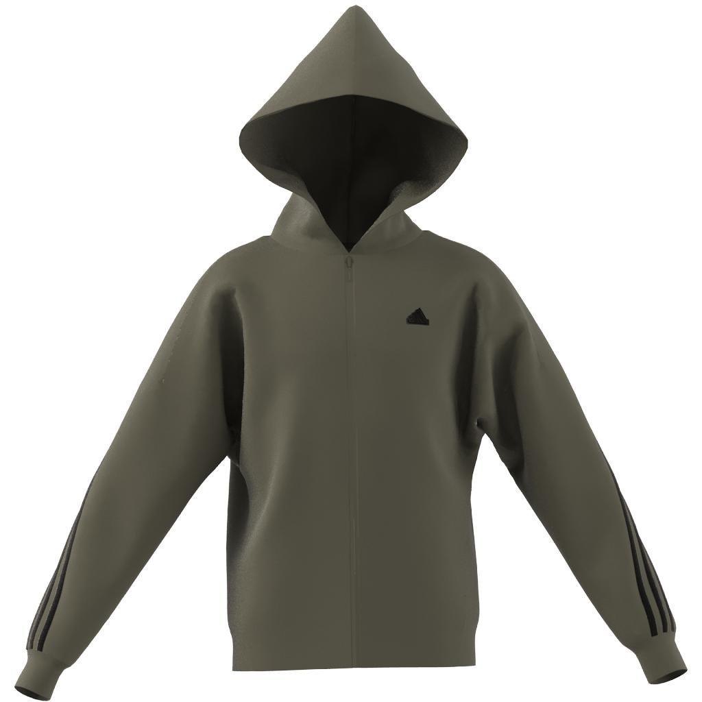 Unisex Kids Future Icons 3-Stripes Full-Zip Hooded Track Top, Green, , large image number 9