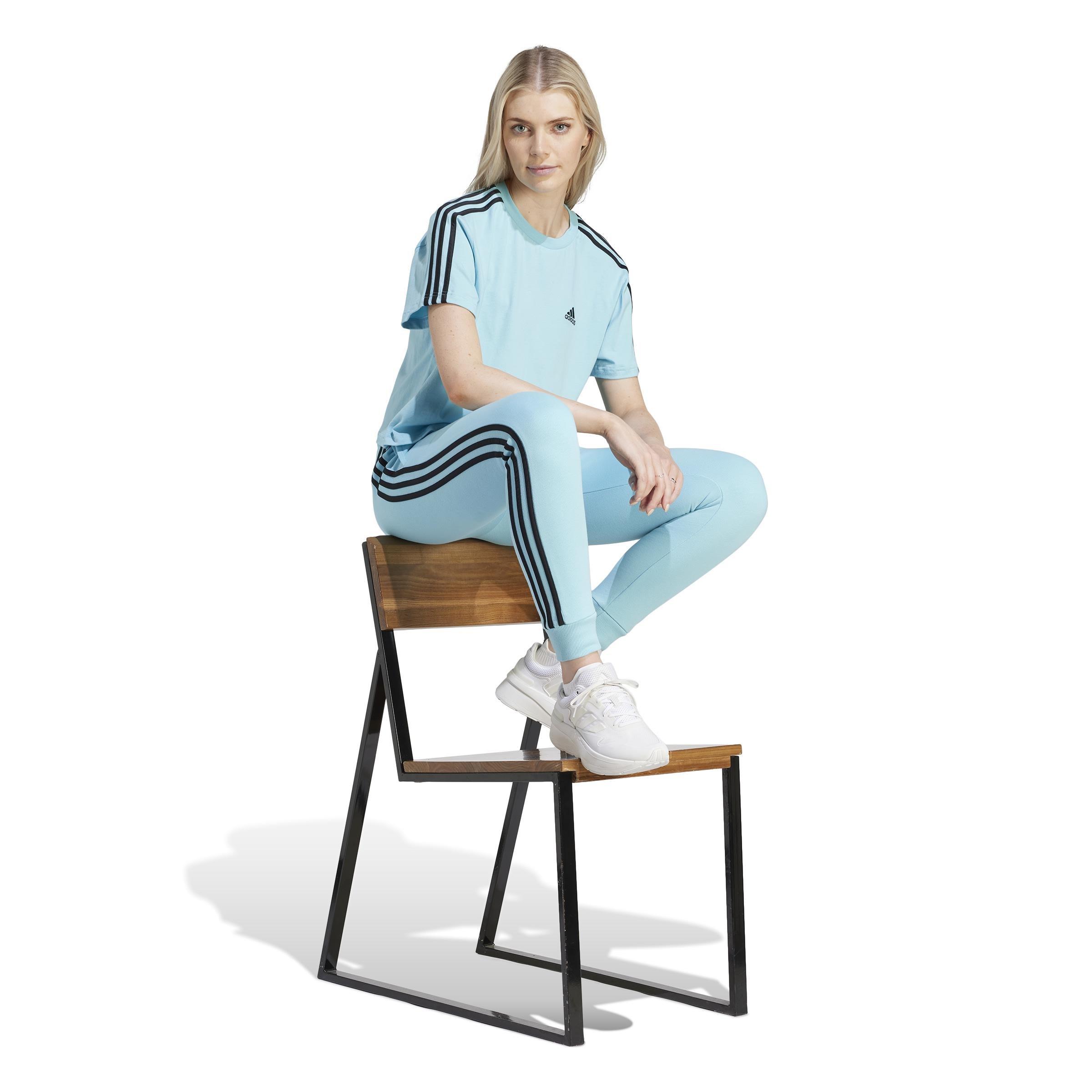 Essentials 3-Stripes French Terry Cuffed Joggers, Turquoise, , large image number 7
