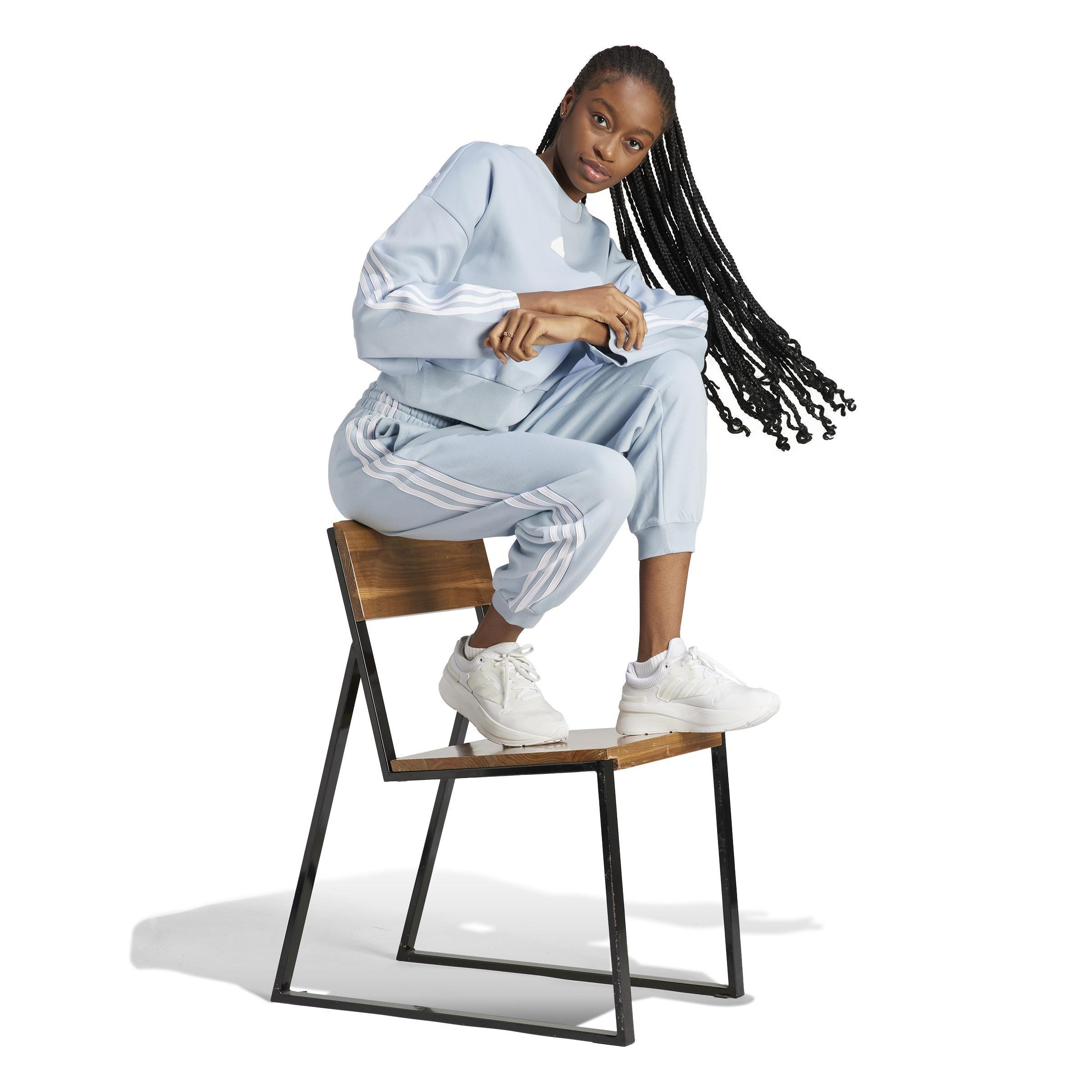 Essentials 3-Stripes French Terry Loose-Fit Joggers, Blue, A901_ONE, large image number 13