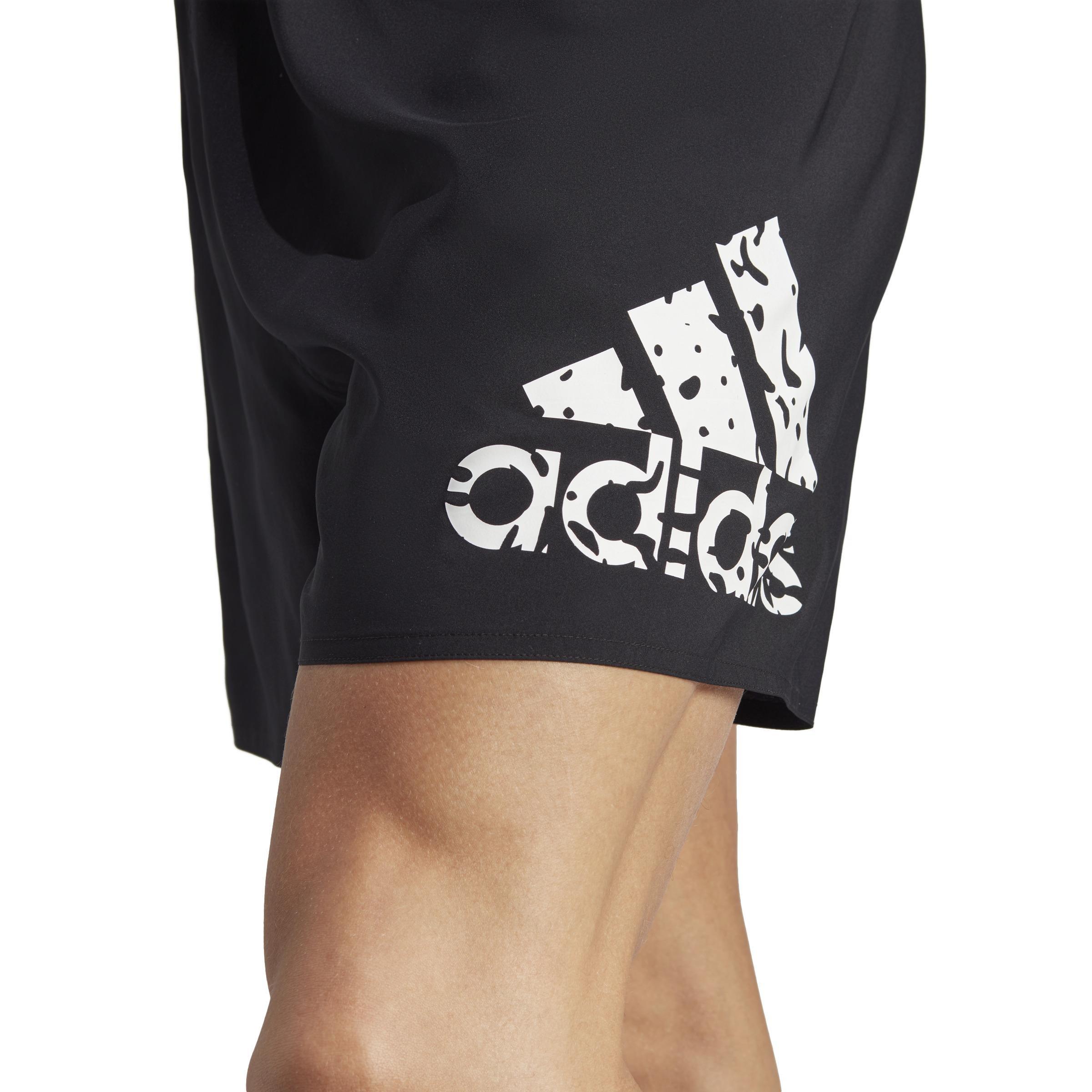 Printed Short-Length Swim Shorts, Black, A901_ONE, large image number 4