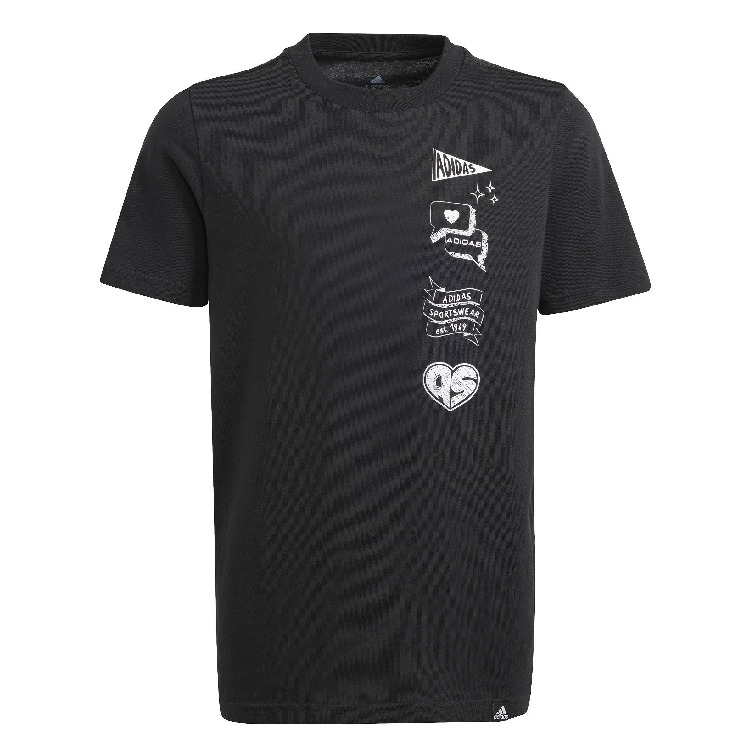 Unisex Kids Brand Love Graphic T-Shirt, Black, , large image number 0