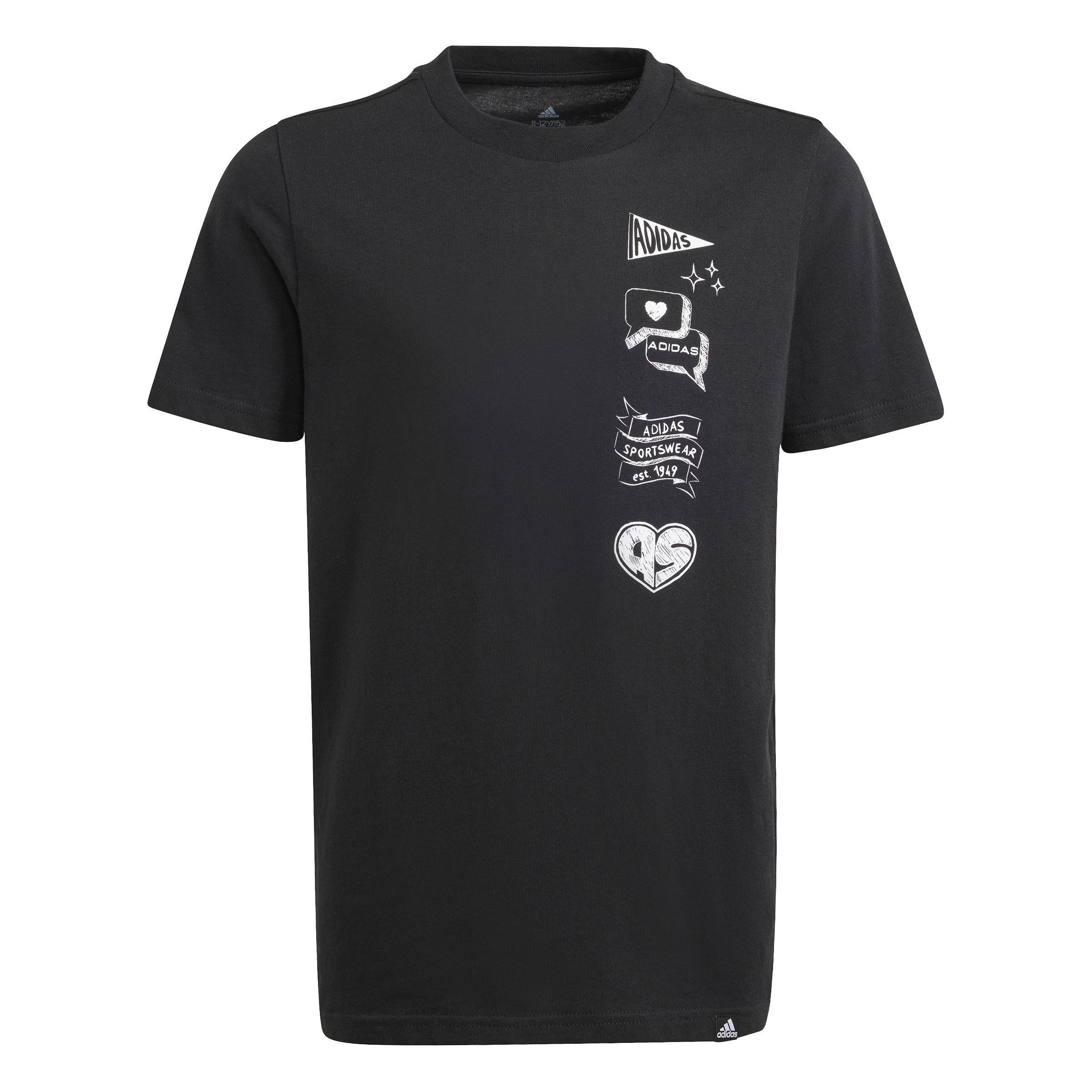 Unisex Kids Brand Love Graphic T-Shirt, Black, , large image number 1