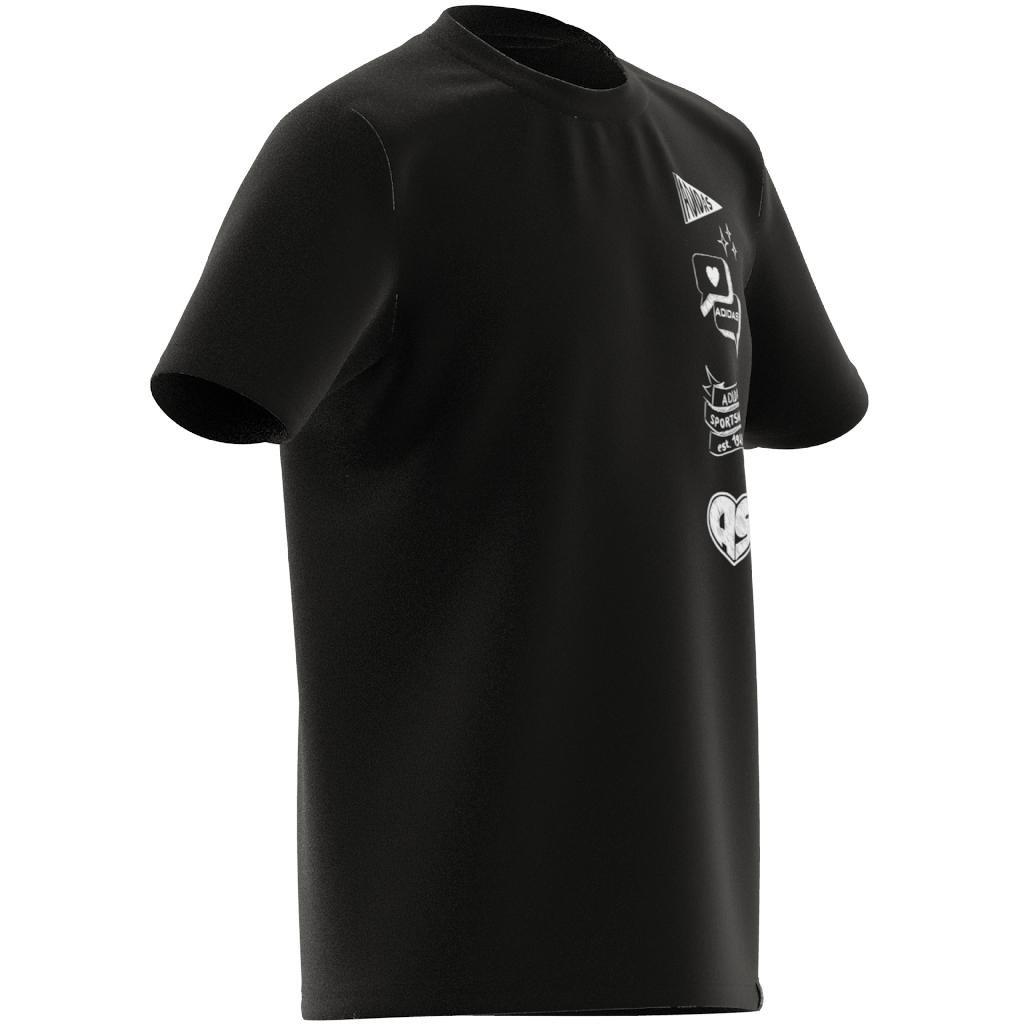 Unisex Kids Brand Love Graphic T-Shirt, Black, , large image number 6