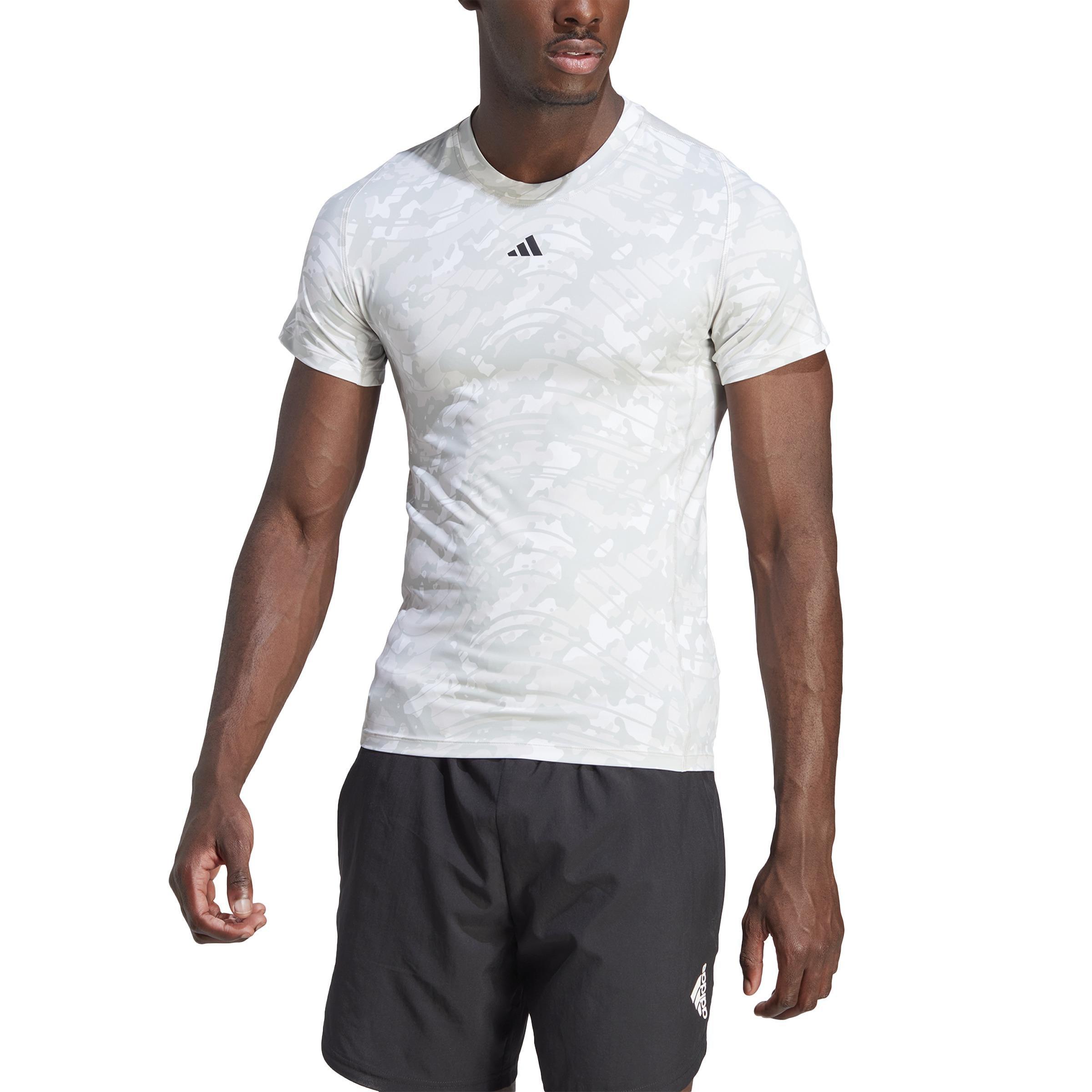 Techfit Allover Print Training T-Shirt, Beige, A901_ONE, large image number 0