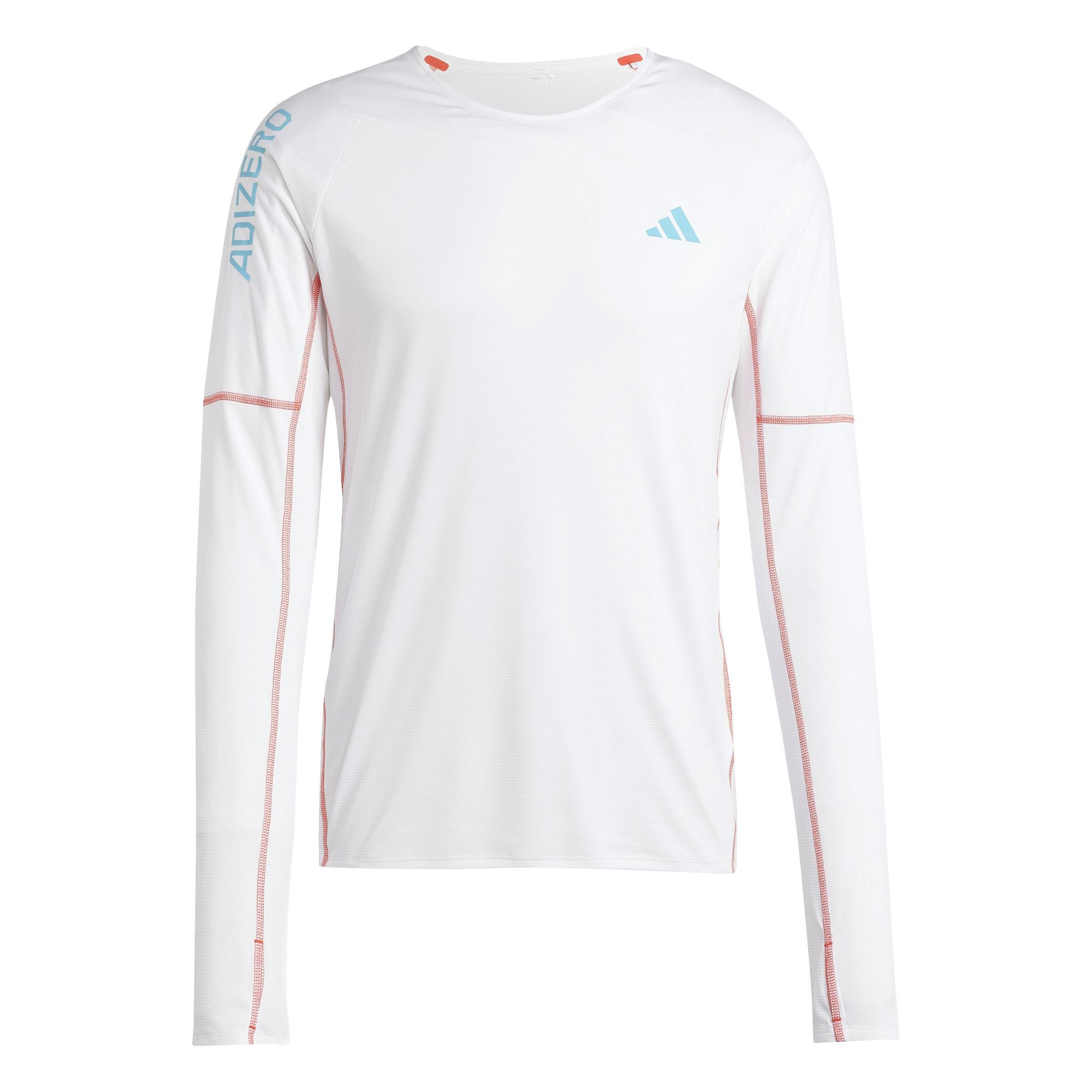 Adizero Running Long-Sleeve Top, White, A901_ONE, large image number 2