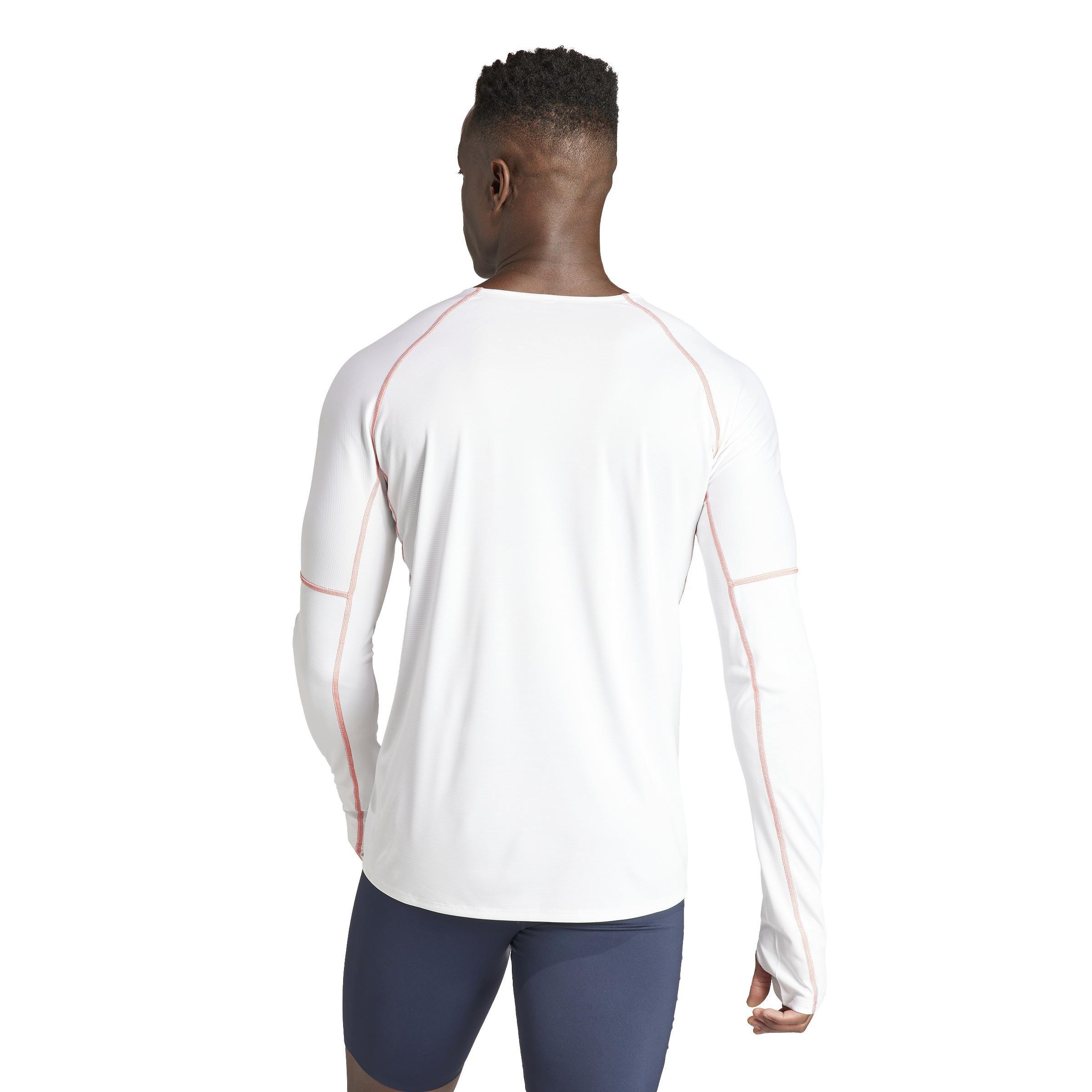 Adizero Running Long-Sleeve Top, White, A901_ONE, large image number 3