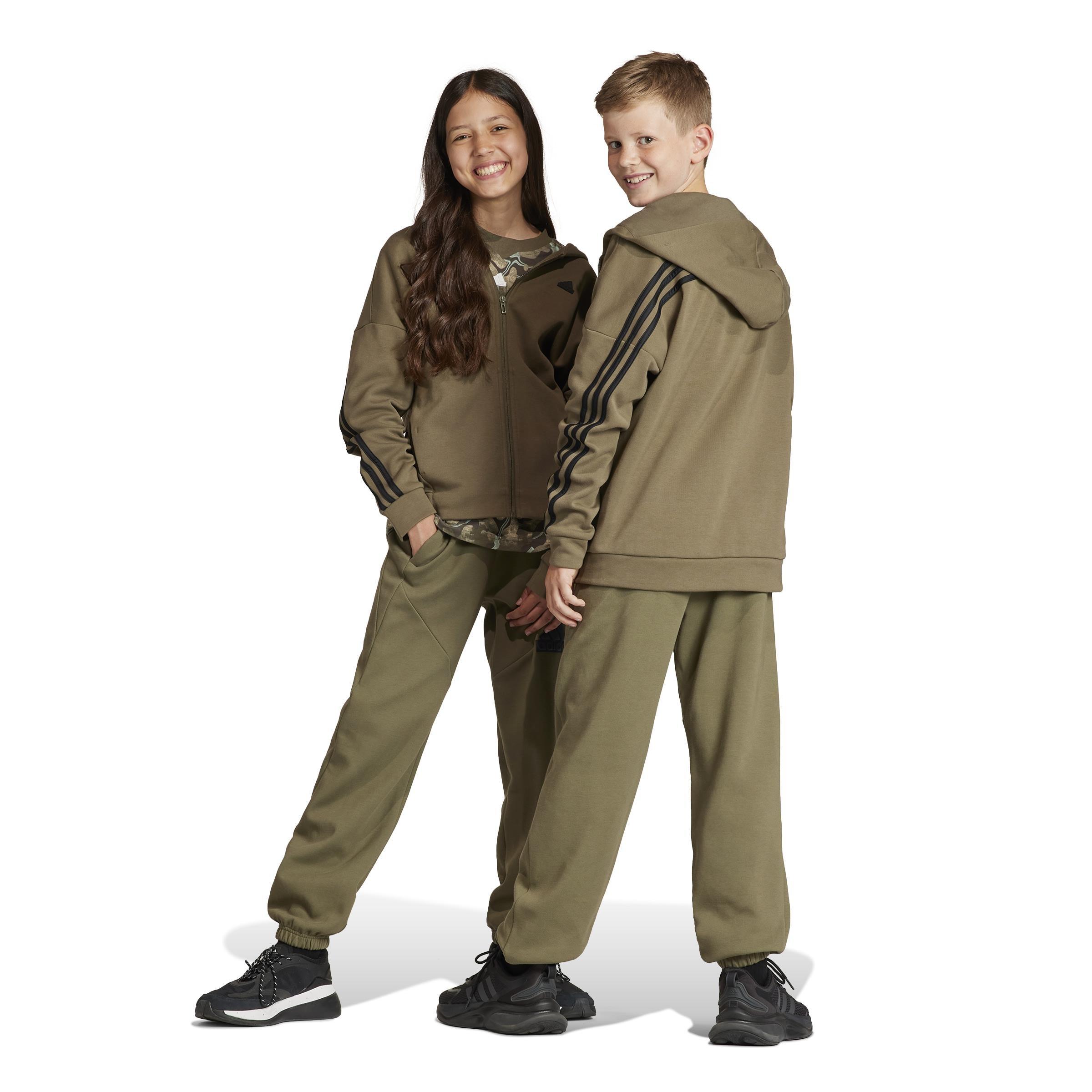 Kids Unisex Future Icons Logo Tracksuit Bottoms, Green, A901_ONE, large image number 2