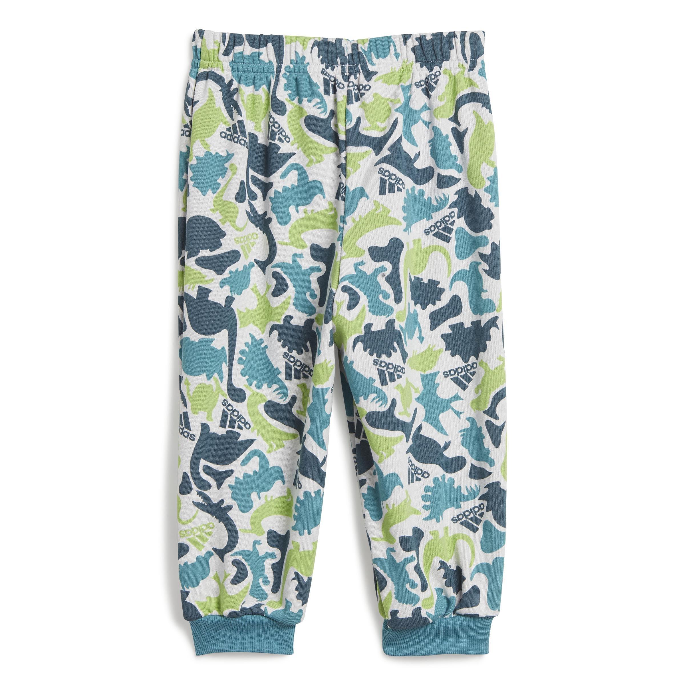 Unisex Kids Dino Camo Allover Print French Terry Jogger Set, Turquoise, A901_ONE, large image number 2